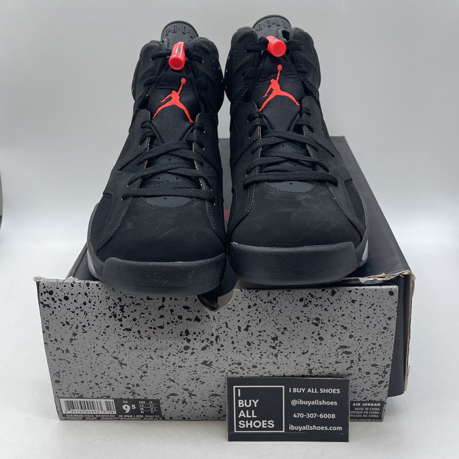 Size 9.5 - Air Jordan 6 Retro Infrared Black 2014 (384664-023)