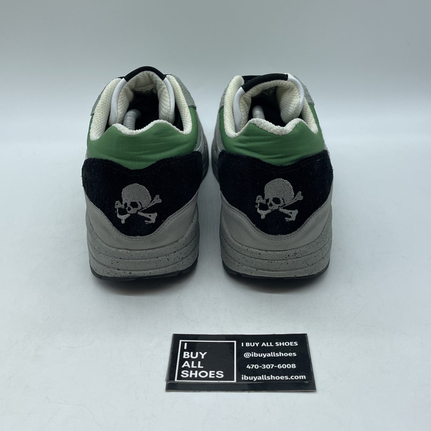 Size 13 - Nike Air Max 1 Skulls Pack - Classic Green Grey Suede (307133-301)