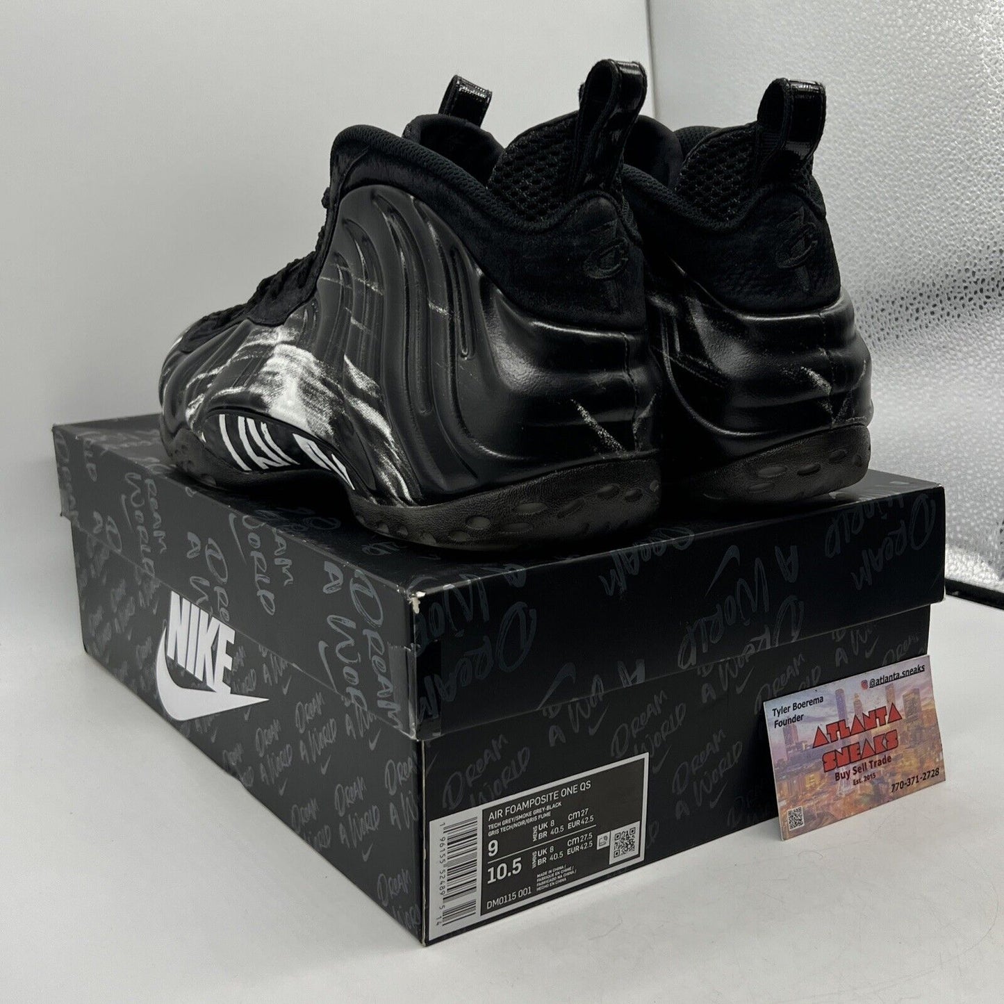 Size 9 - Nike Air Foamposite One QS Dream A World - Black White Suede DM0115-002