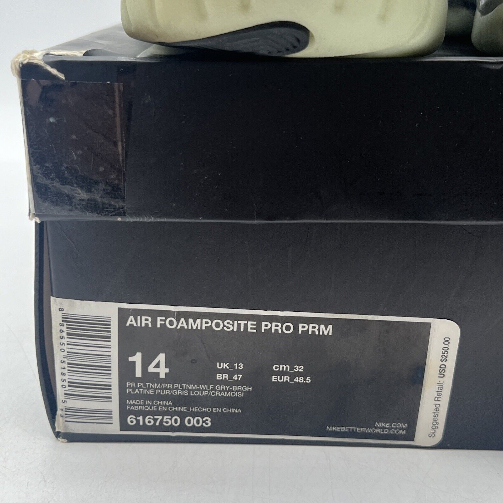 Size 14 - Nike Air Foamposite Pro Premium Pure Platinum (616750-003)