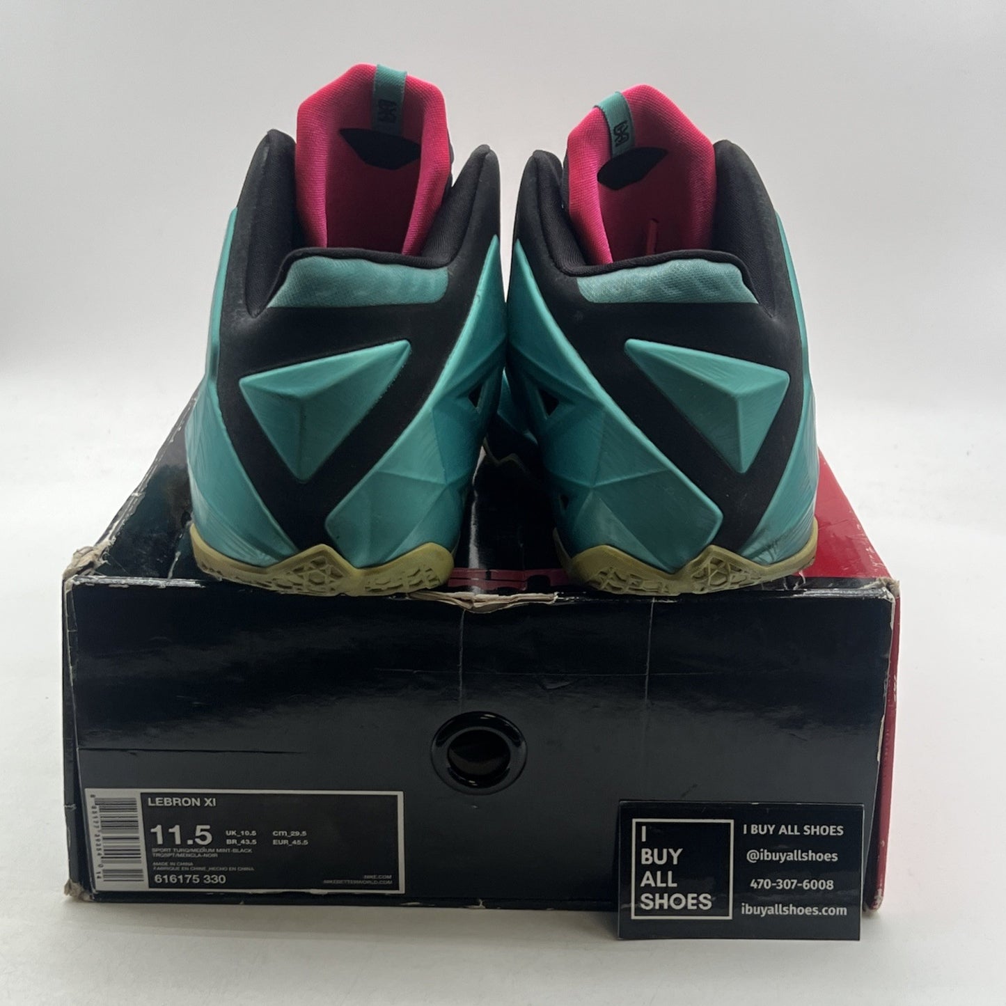 Size 11.5 - Nike LeBron 11 South Beach (616175-330)
