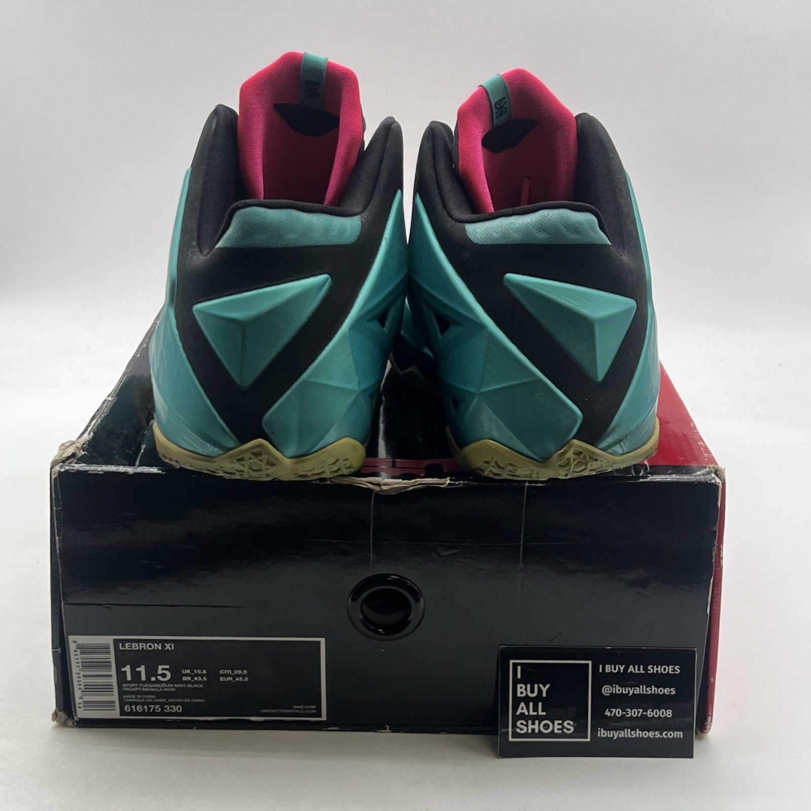 Size 11.5 - Nike LeBron 11 South Beach (616175-330)