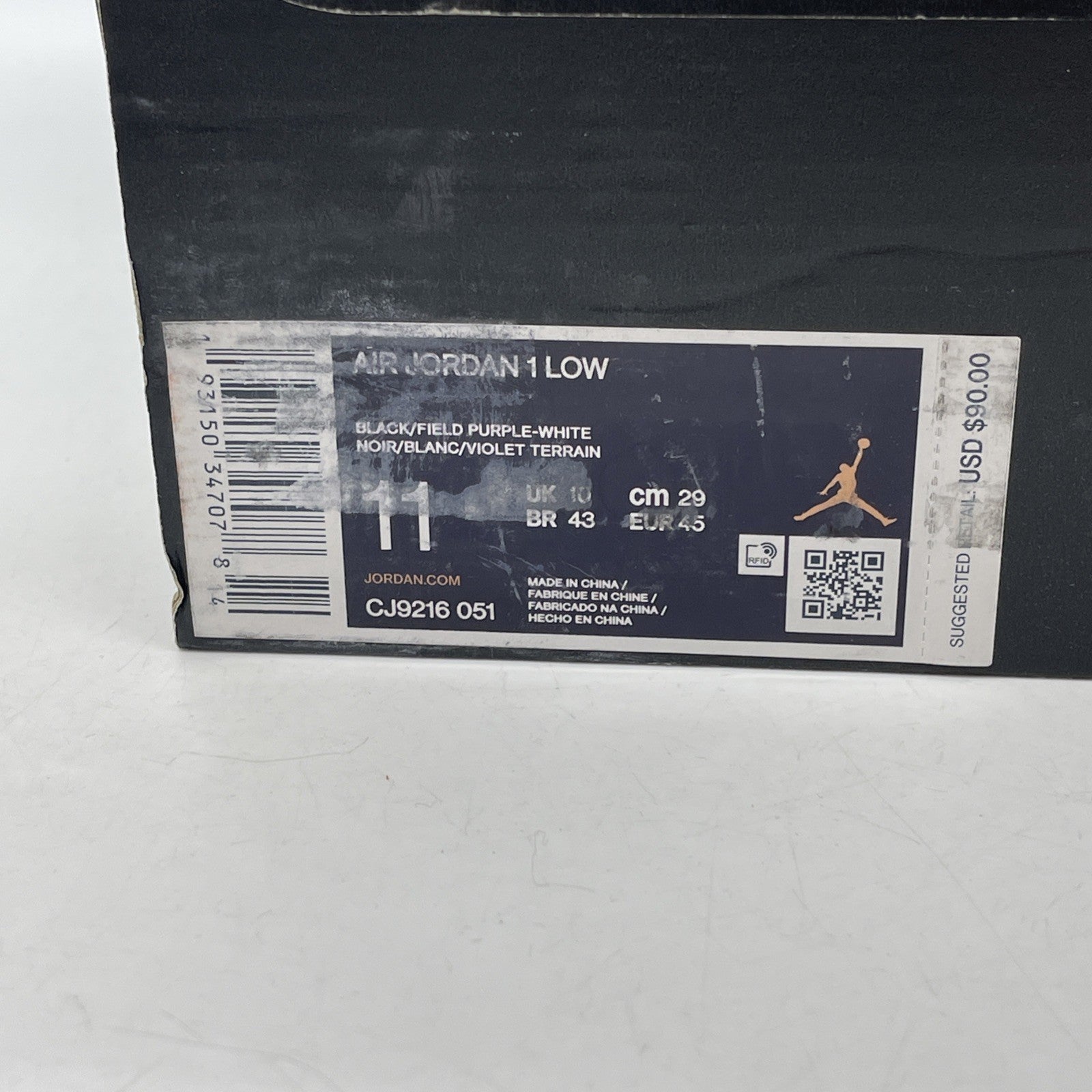 Size 11 - Air Jordan 1 Low Rivals Black White Suede Leather (CJ9216-051)