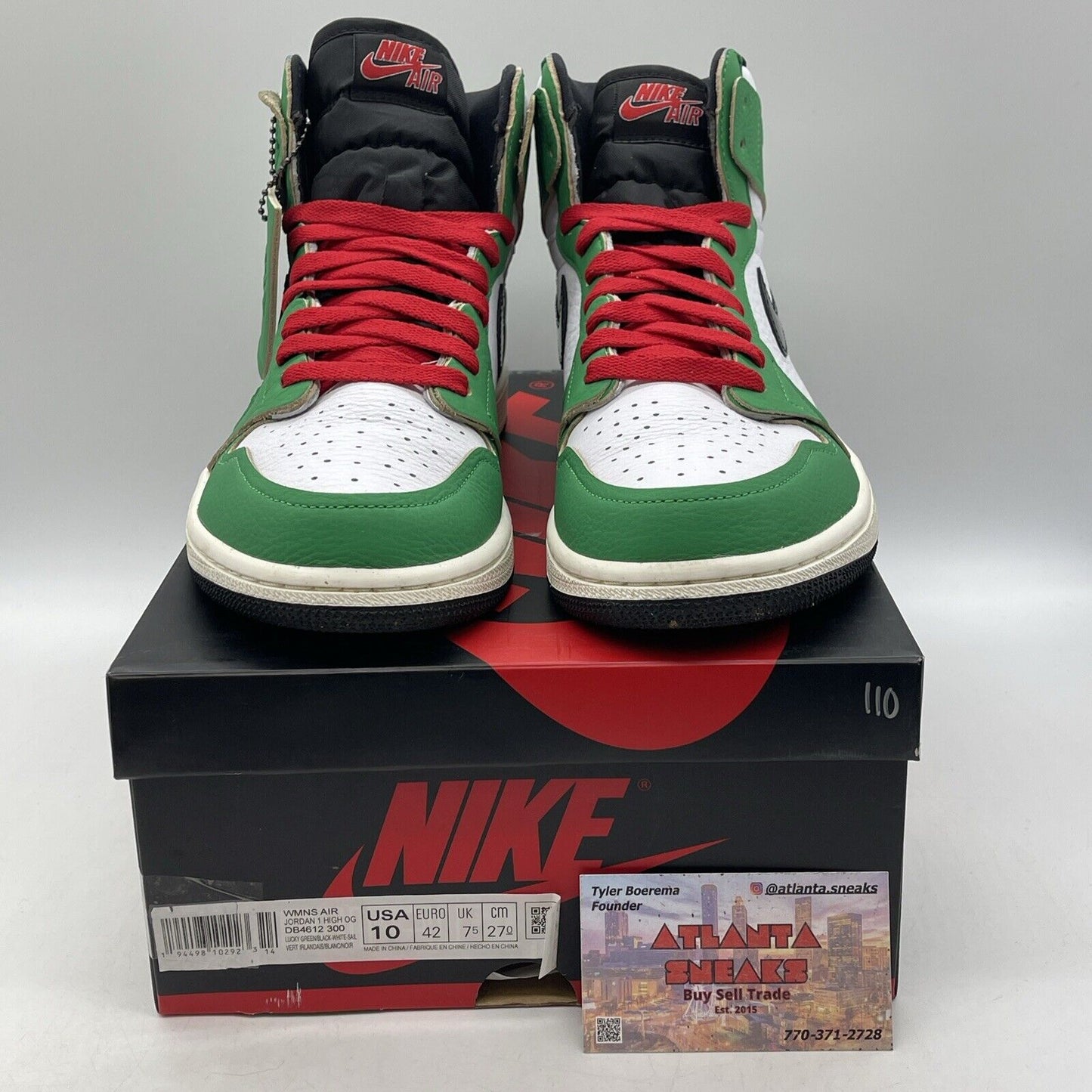 Size 10W - Air Jordan 1 Retro OG High Lucky Green White Leather (DB4612-300)