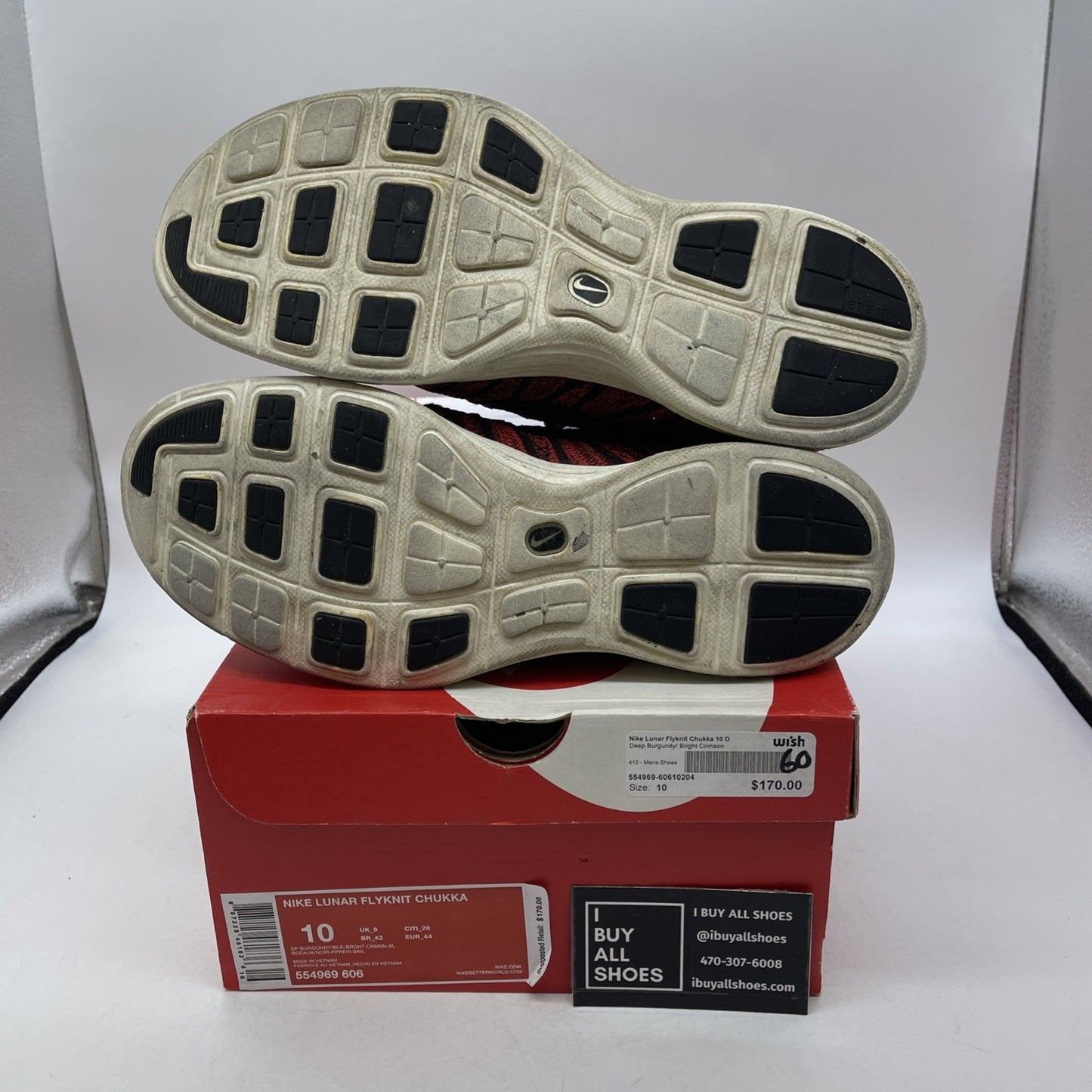 Size 10 - Nike Lunar Flyknit Chukka Red (554969-606)