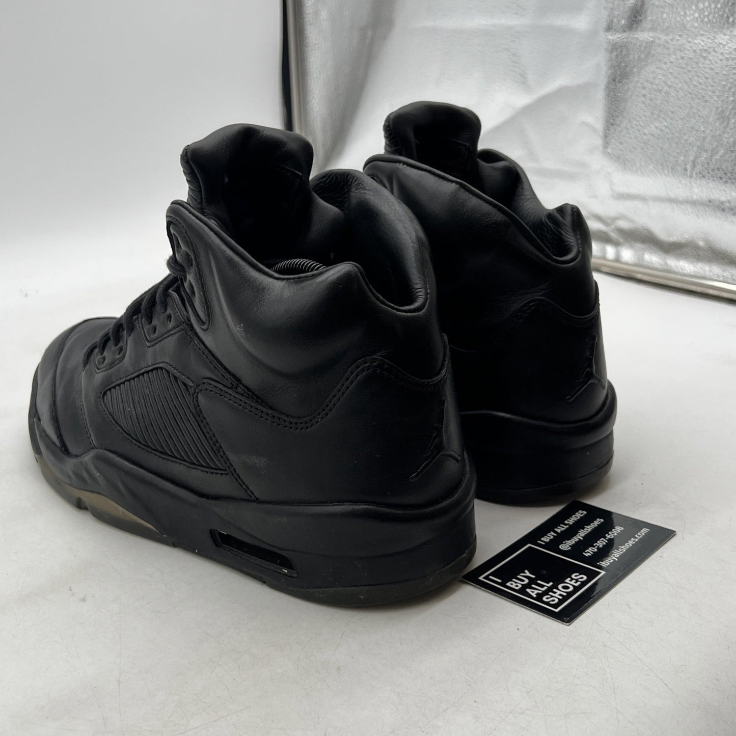 Size 9.5 - Air Jordan 5 Retro Premium Triple Black (881432-010)