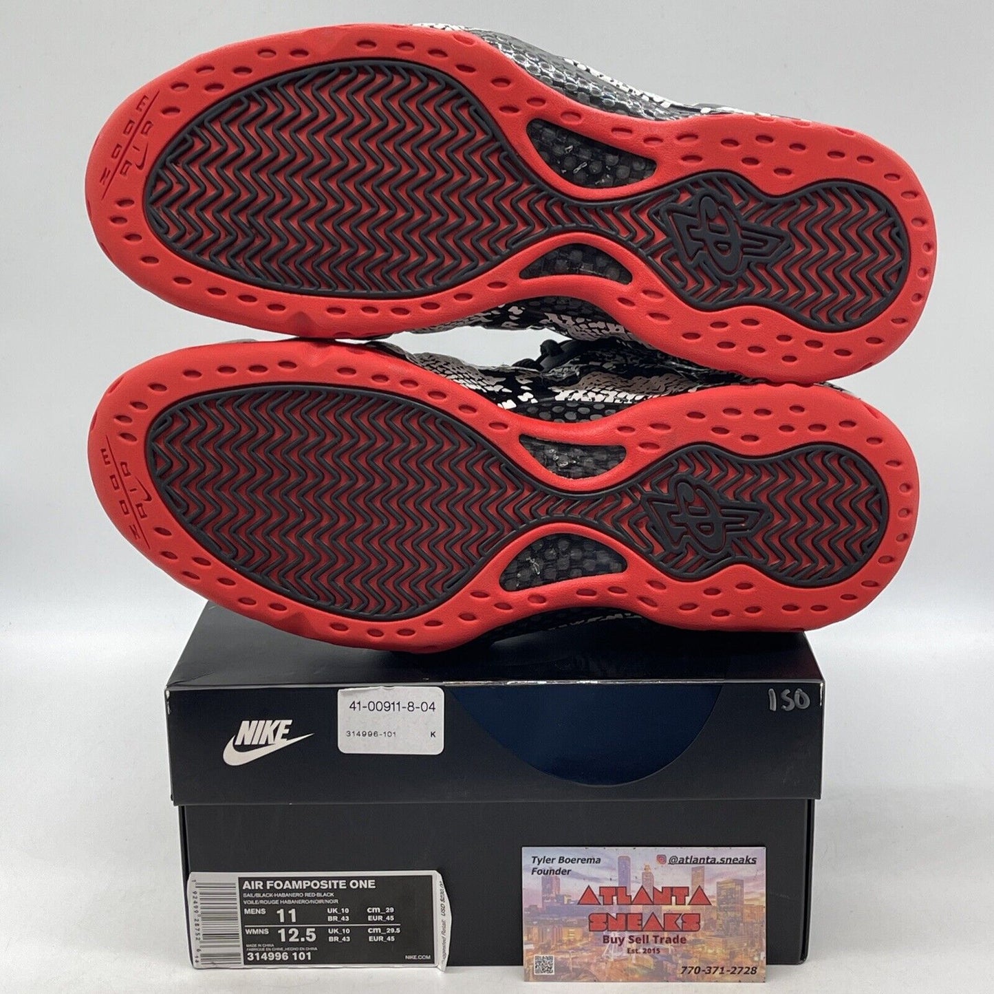 Size 11 - Nike Air Foamposite One Albino Snakeskin Black Leather (314996-101)