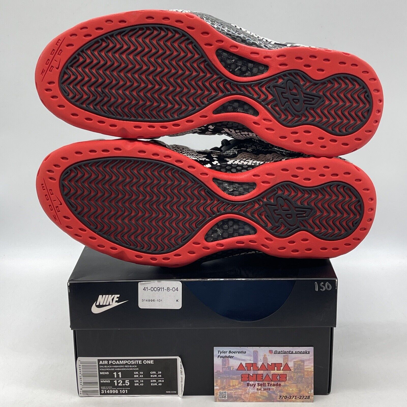 Size 11 - Nike Air Foamposite One Albino Snakeskin Black Leather (314996-101)