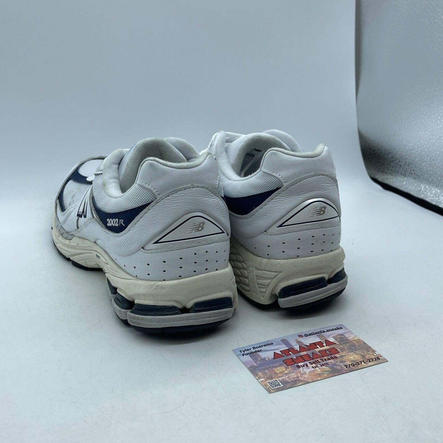 Size 9.5 - New Balance 2002R White Natural Indigo Suede Leather (M2002RHQ)