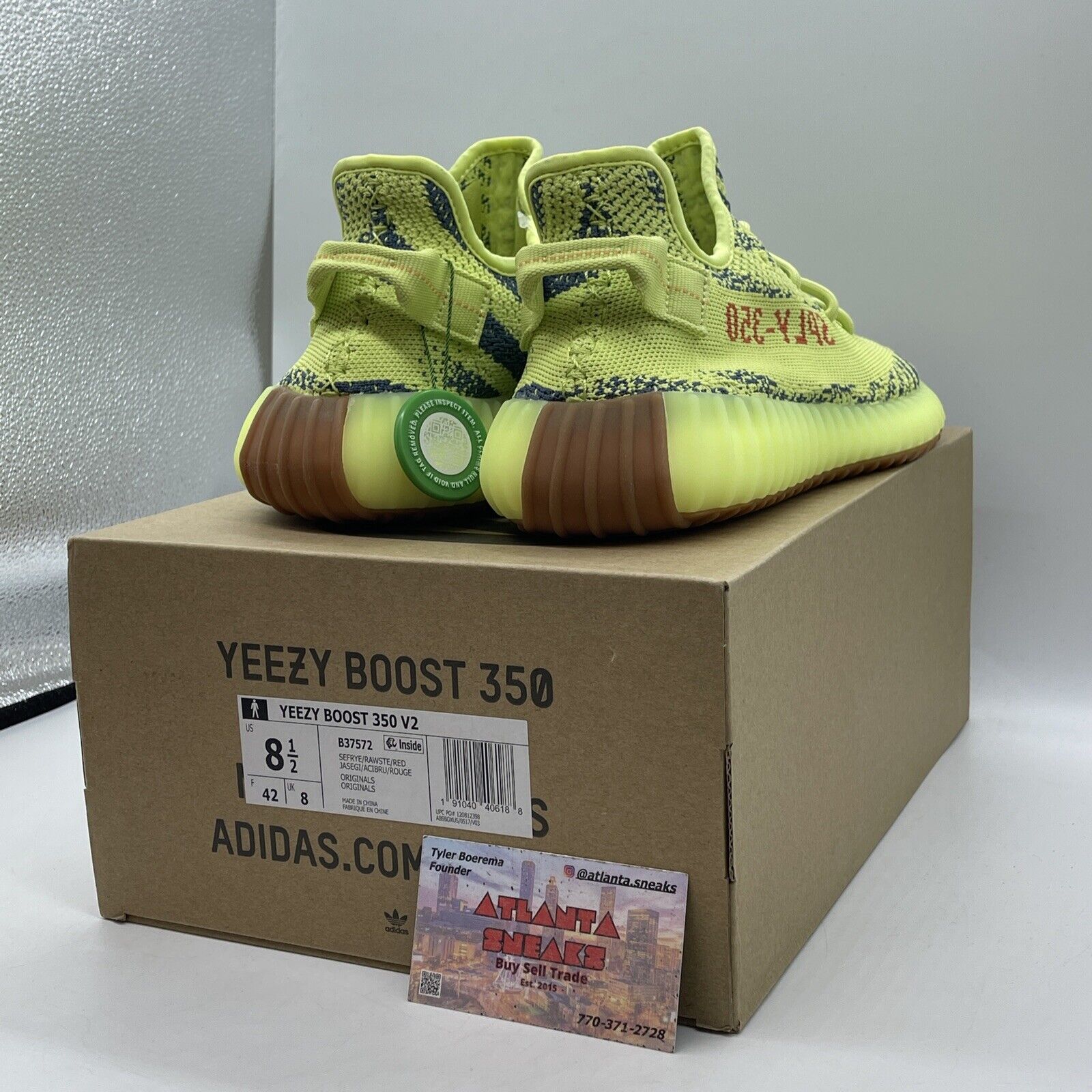 Size 8.5 - adidas Yeezy Boost 350 V2 Low Semi Frozen Yellow Blue (B37572)