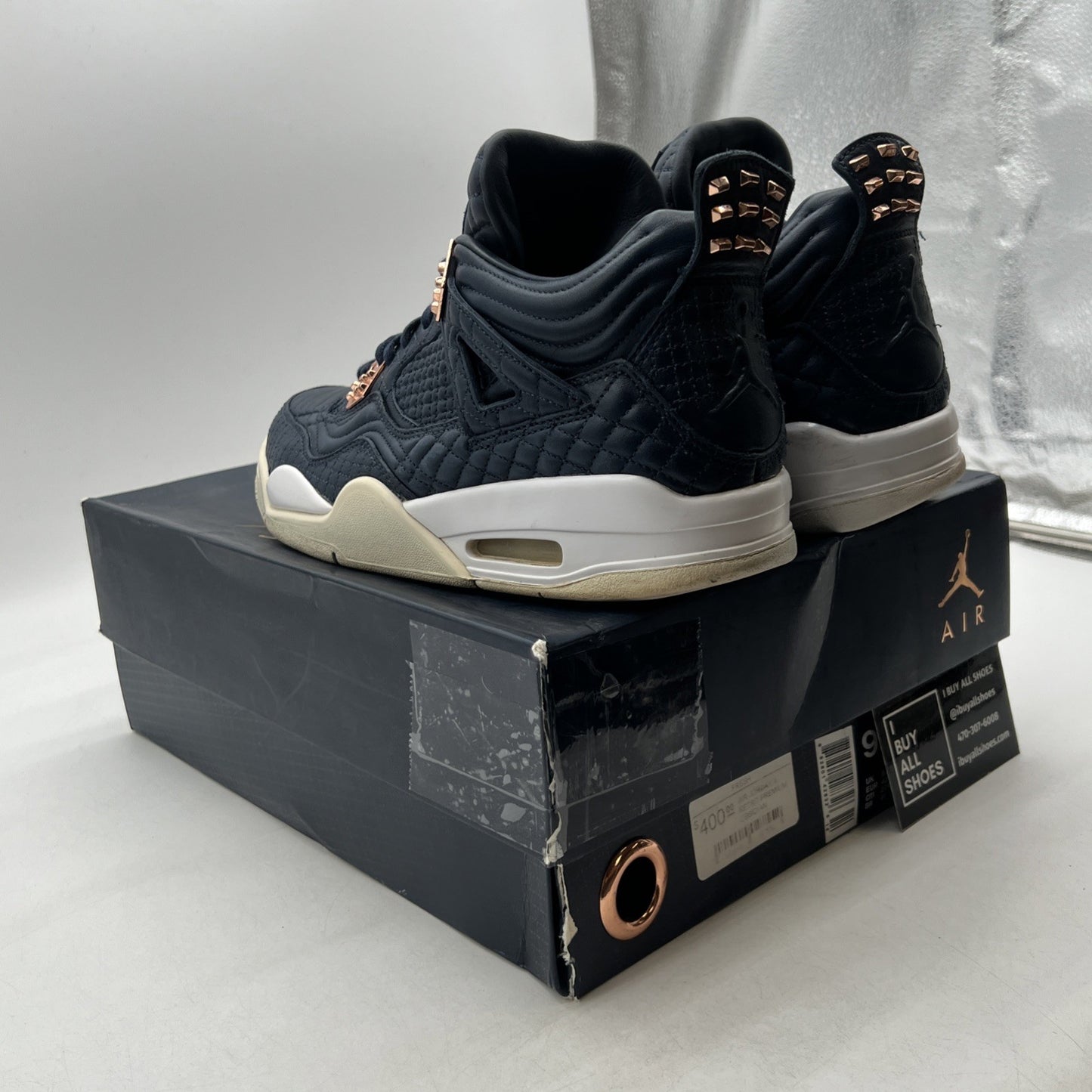 Size 9.5 - Air Jordan 4 Retro Premium Obsidian (819139-402)