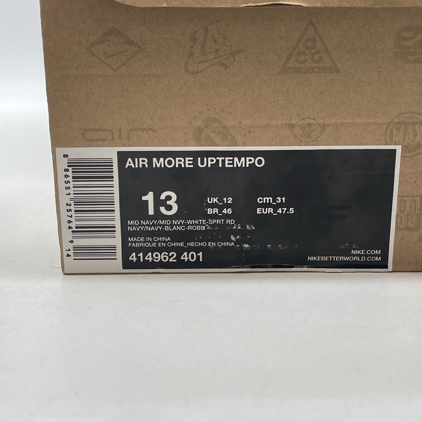 Size 13 - Nike Air More Uptempo 2012 Olympic White Blue Leather Suede 414962-401