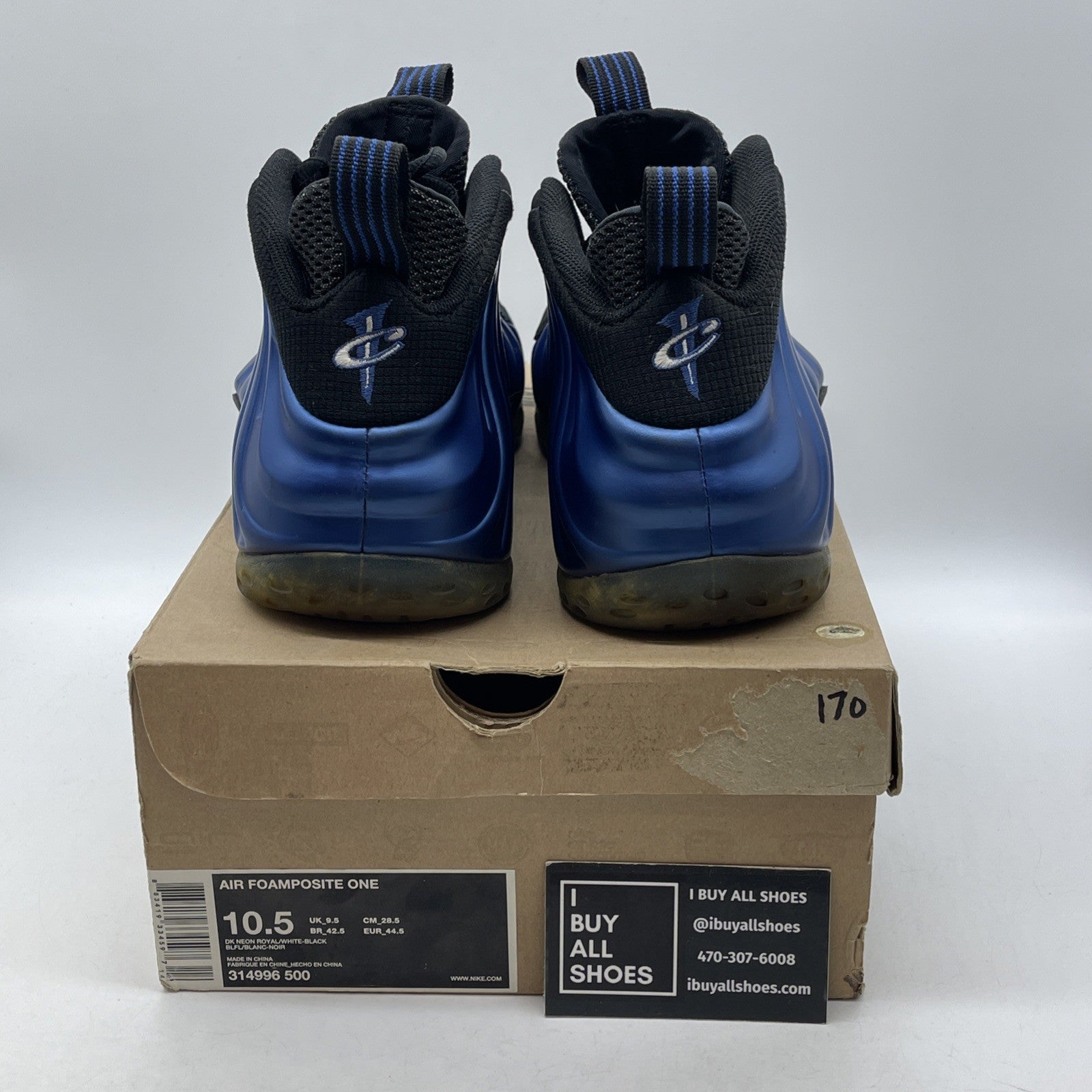 Size 10.5 - Nike Air Foamposite One 2011 Royal Blue Black Suede (314996-500)