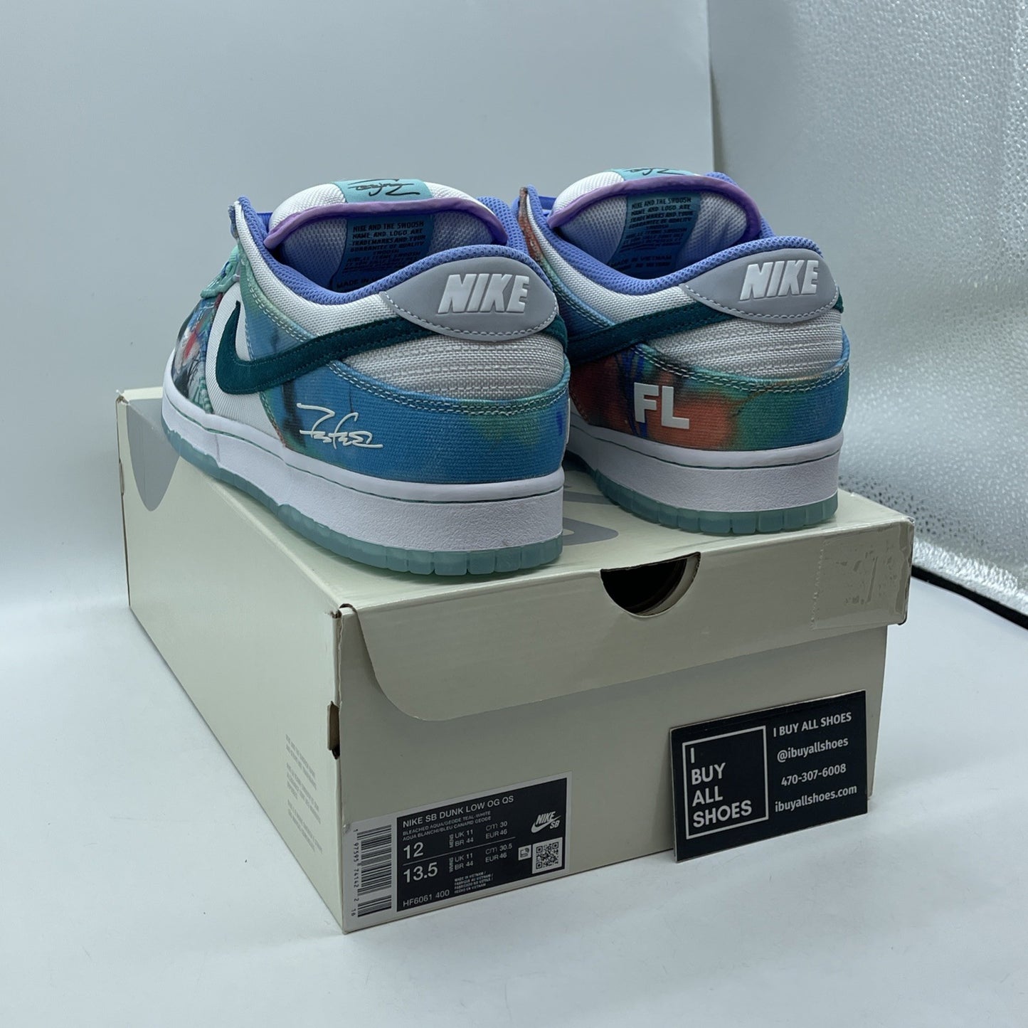 Size 12 - Nike Futura Laboratories x Dunk SB Low Bleached Aqua (HF6061-400)