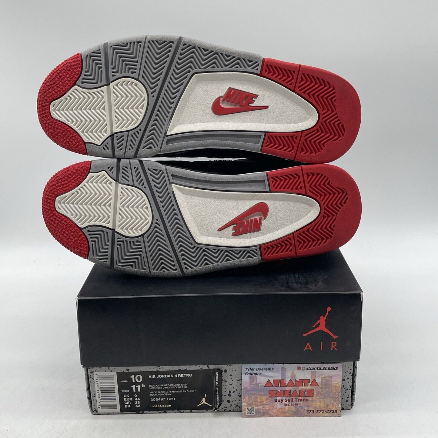 Size 10 - Jordan 4 Retro OG Mid Bred 2019 Black Grey White Suede (308497-060)