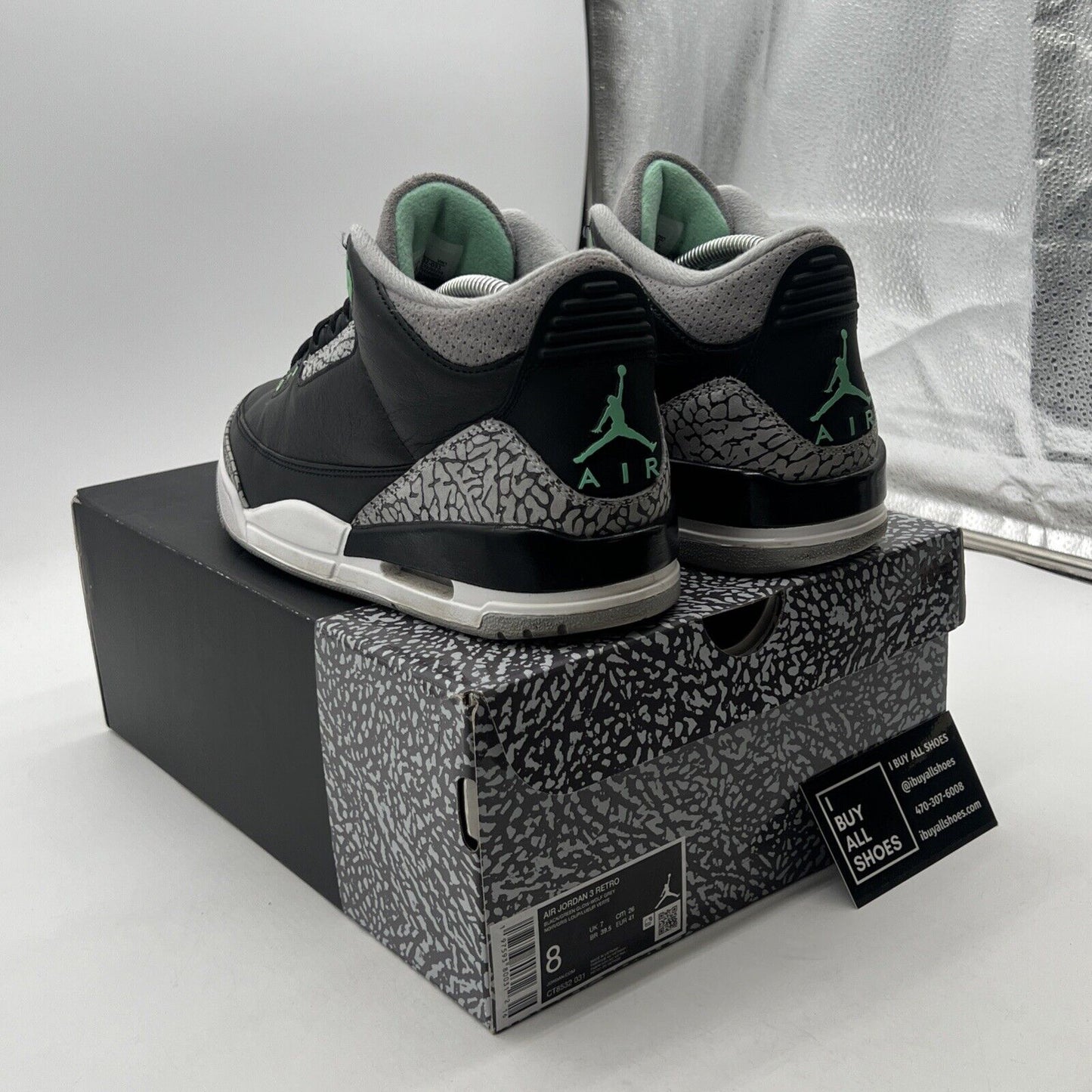 Size 8 - Air Jordan 3 Retro Green Glow (CT8532-031)