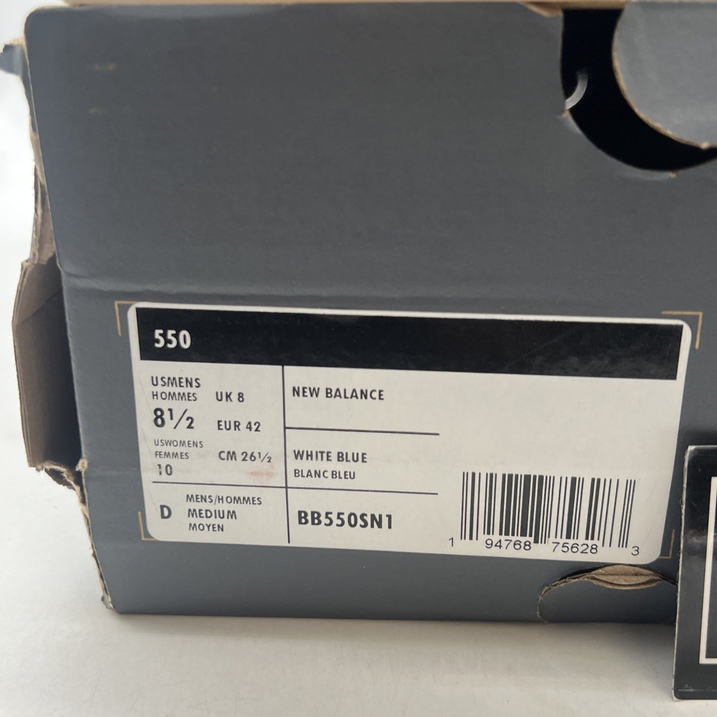 Size 8.5 - New Balance 550 White Team Royal (BB550SN1)