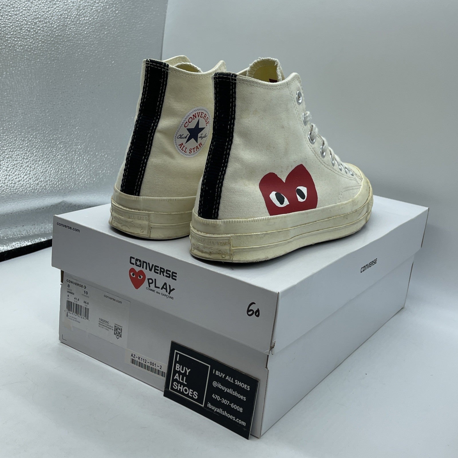 Size 8 - Converse Comme des Garçons Play x Chuck 70 High Milk (150205C)