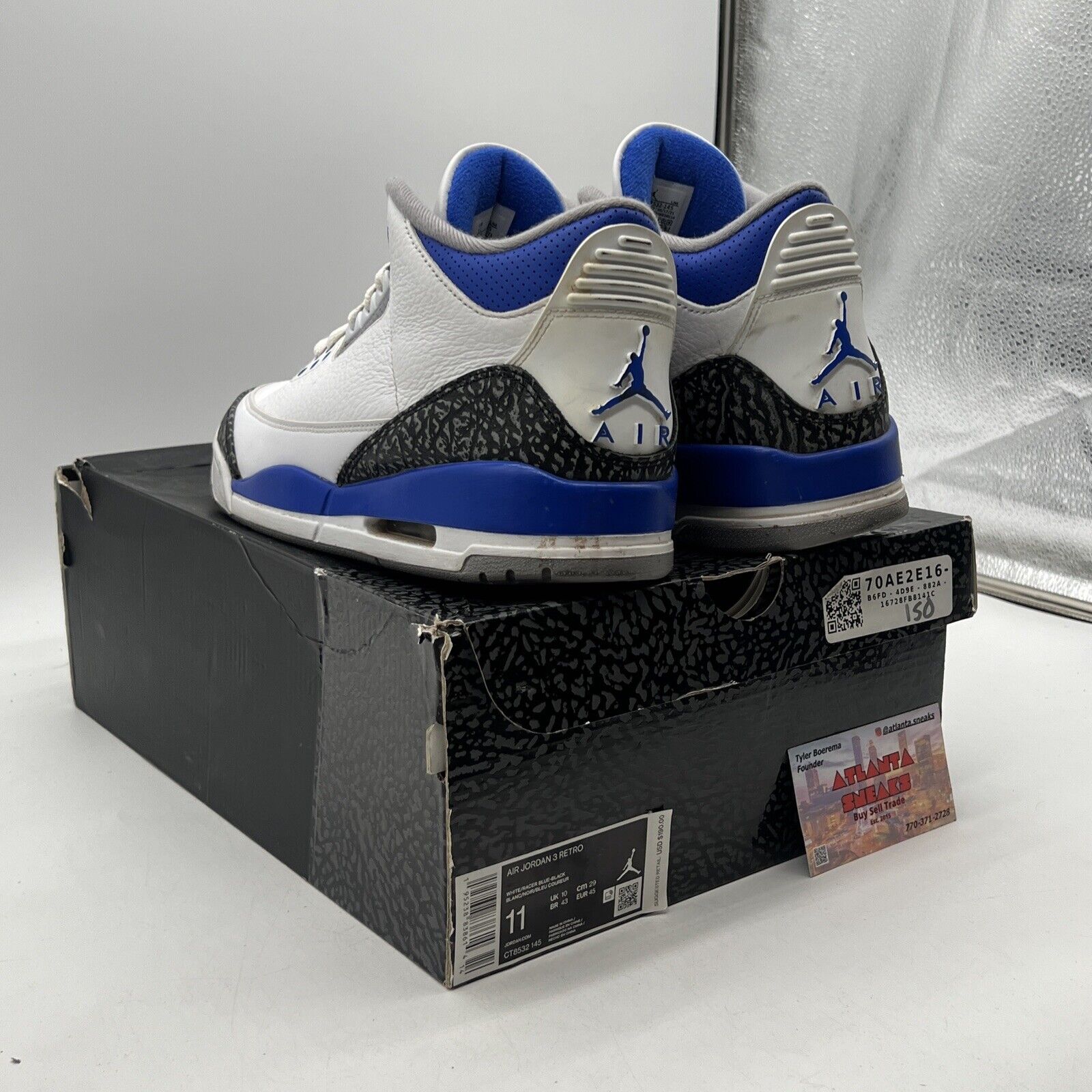 Size 11 - Jordan 3 Retro Mid Racer Blue White Black Leather Grey (CT8532-145)