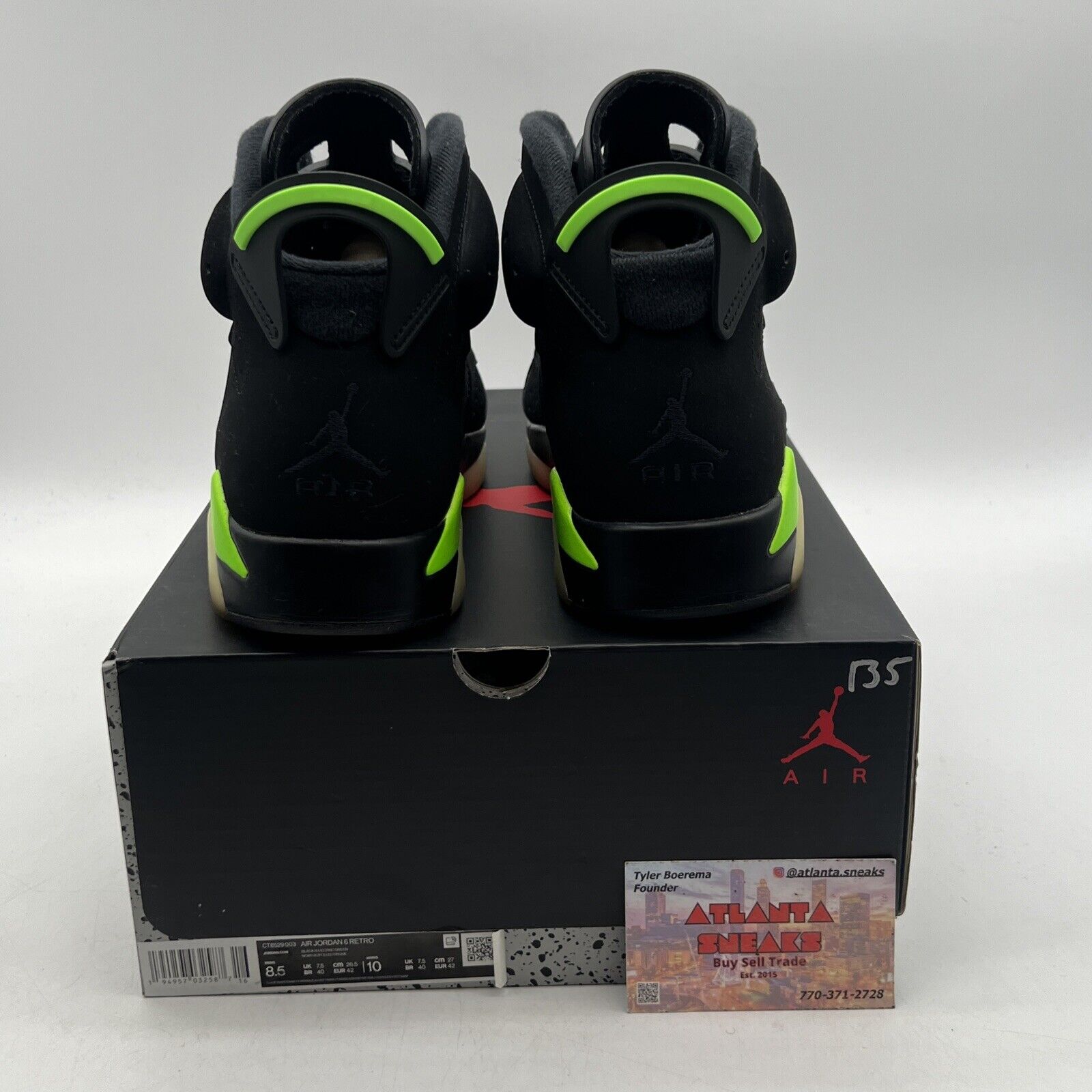 Size 8.5 - Jordan 6 Retro Electric Green 2021 Black Suede (CT8529-003)