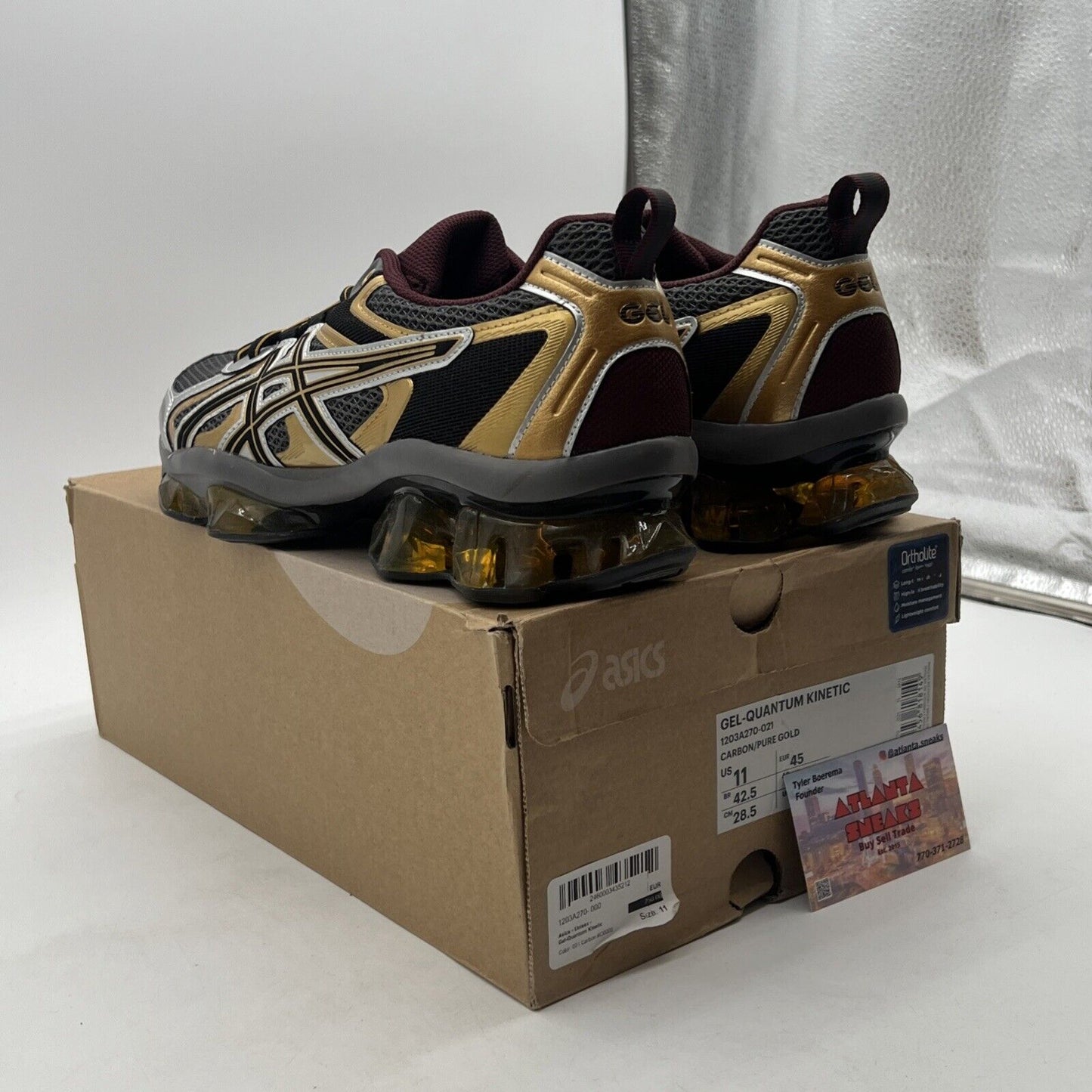Size 11 - ASICS Gel Quantum Kinetic Carbon Pure Gold (1203A270-021)