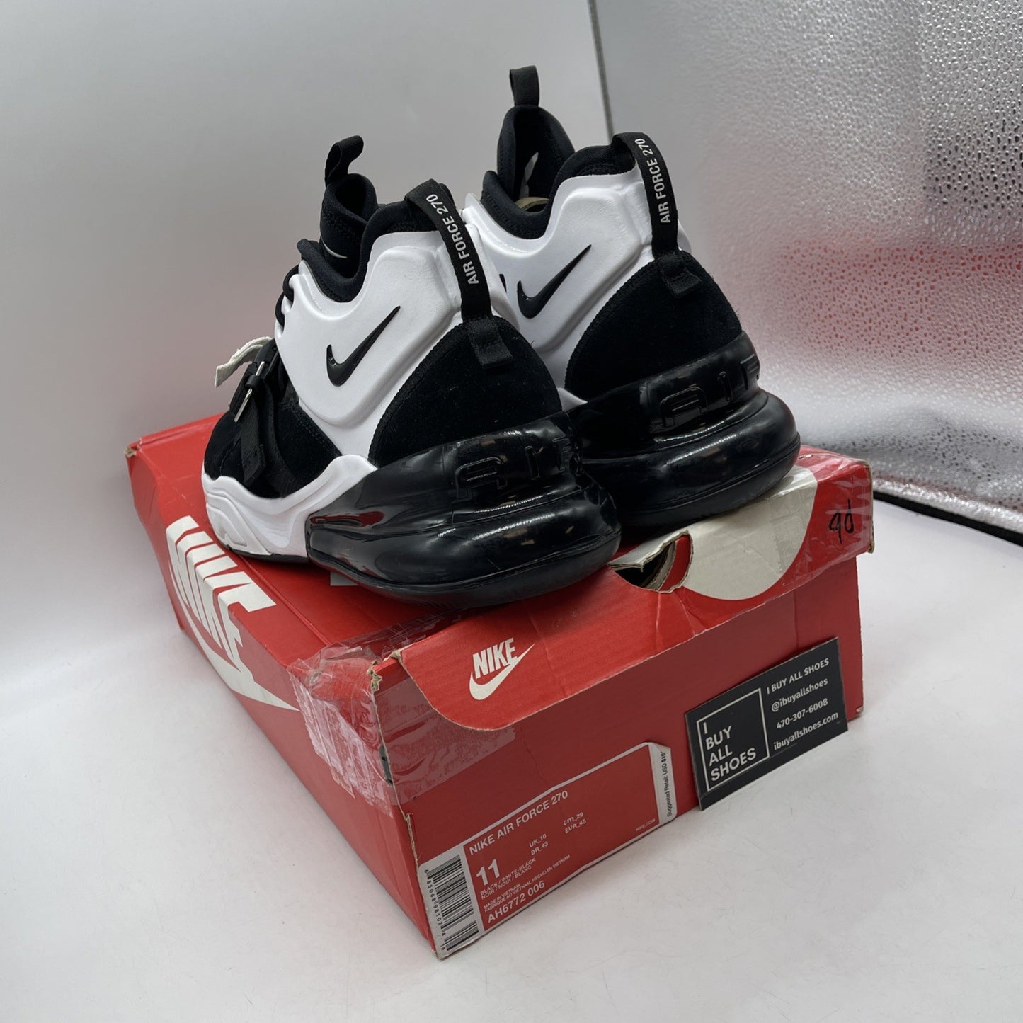 Size 11 - Nike Air Force 270 Black White Suede Leather (AH6772-006)