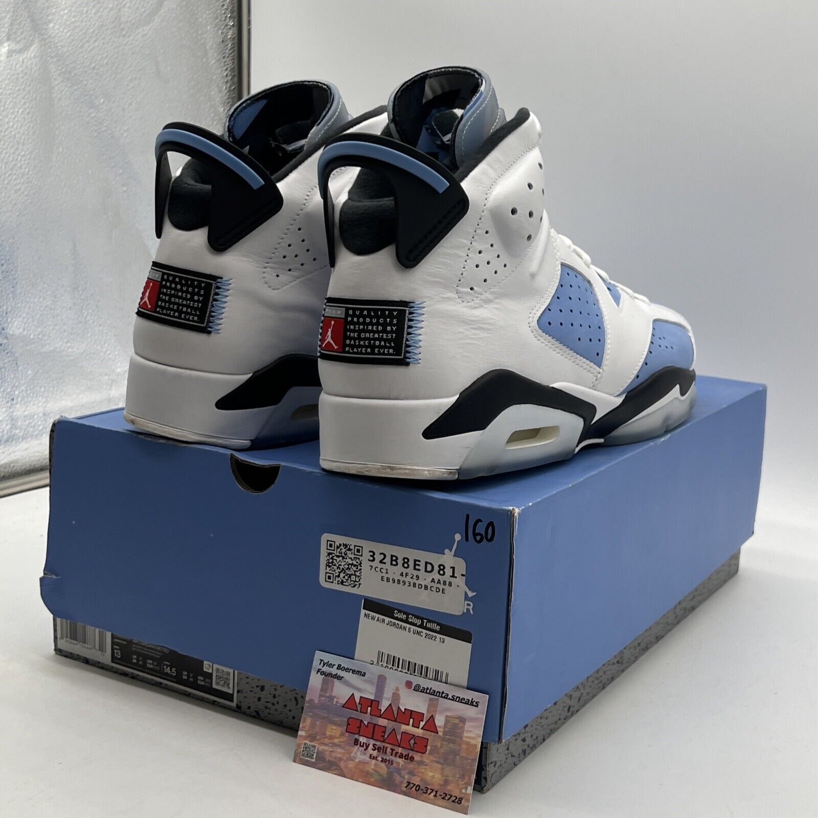 Size 13 - Jordan 6 Retro Mid UNC Home Black White Blue Suede Leather CT8529-410