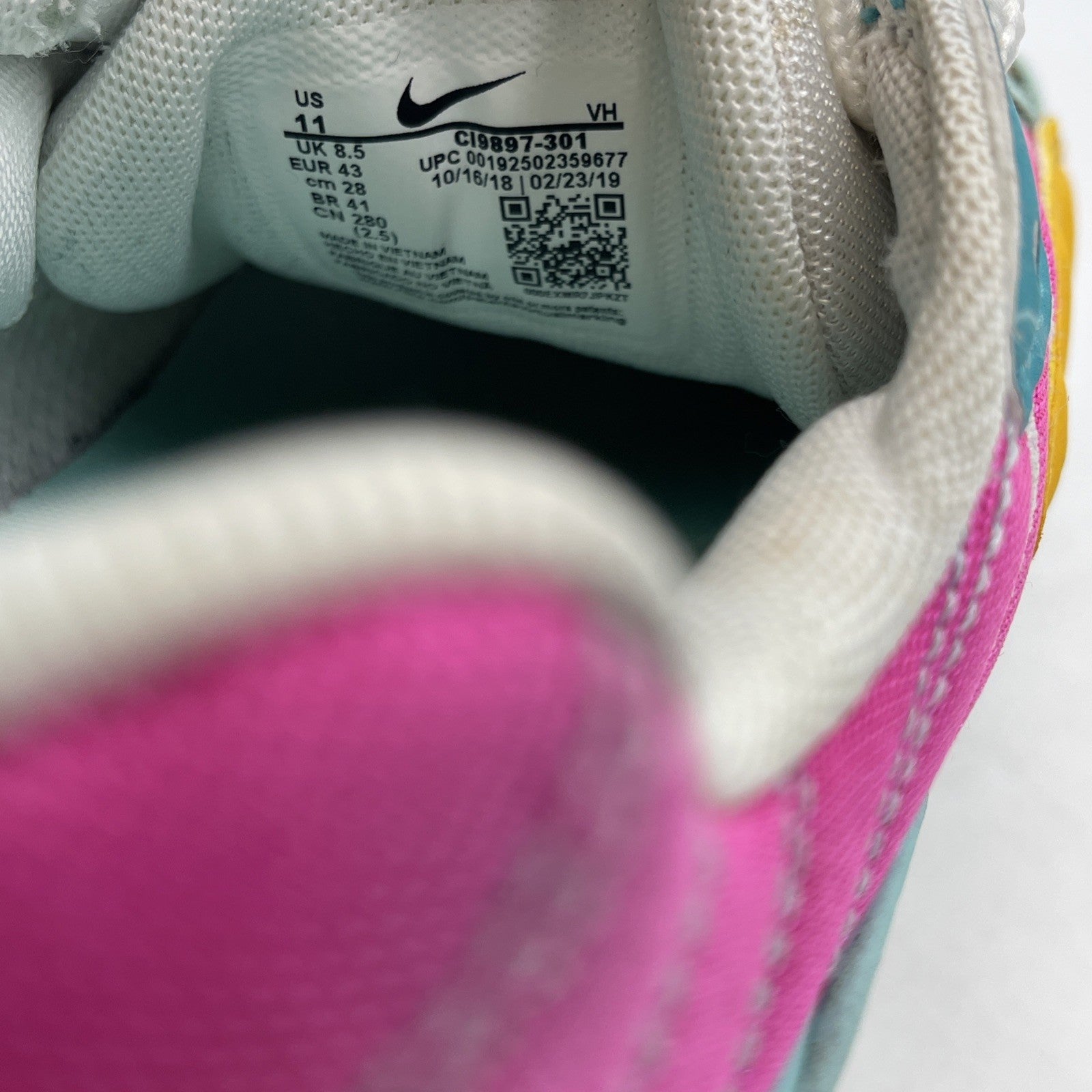 Size 11W - Nike Air Max 98 Teal Fuchsia Grey Yellow Suede (CI9897-301)