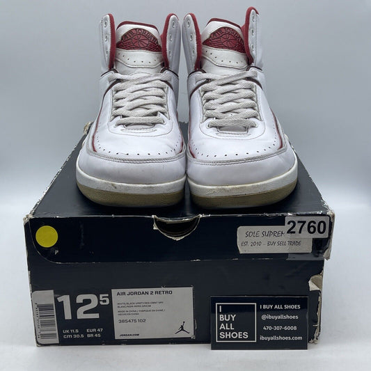 Size 12.5 - Air Jordan 2 Retro Chicago Home White Red Leather (385475102)