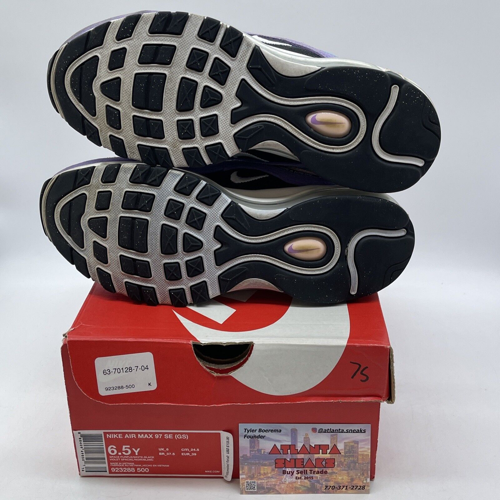 Size 6.5 (GS) - Nike Air Max 97 Low Have A Nike Day White Purple (923288-500)