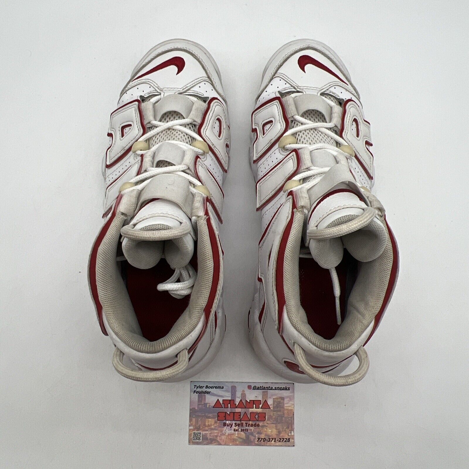 Size 8.5 - Nike Air More Uptempo 2021 White Varsity Red Leather (921948-10221)