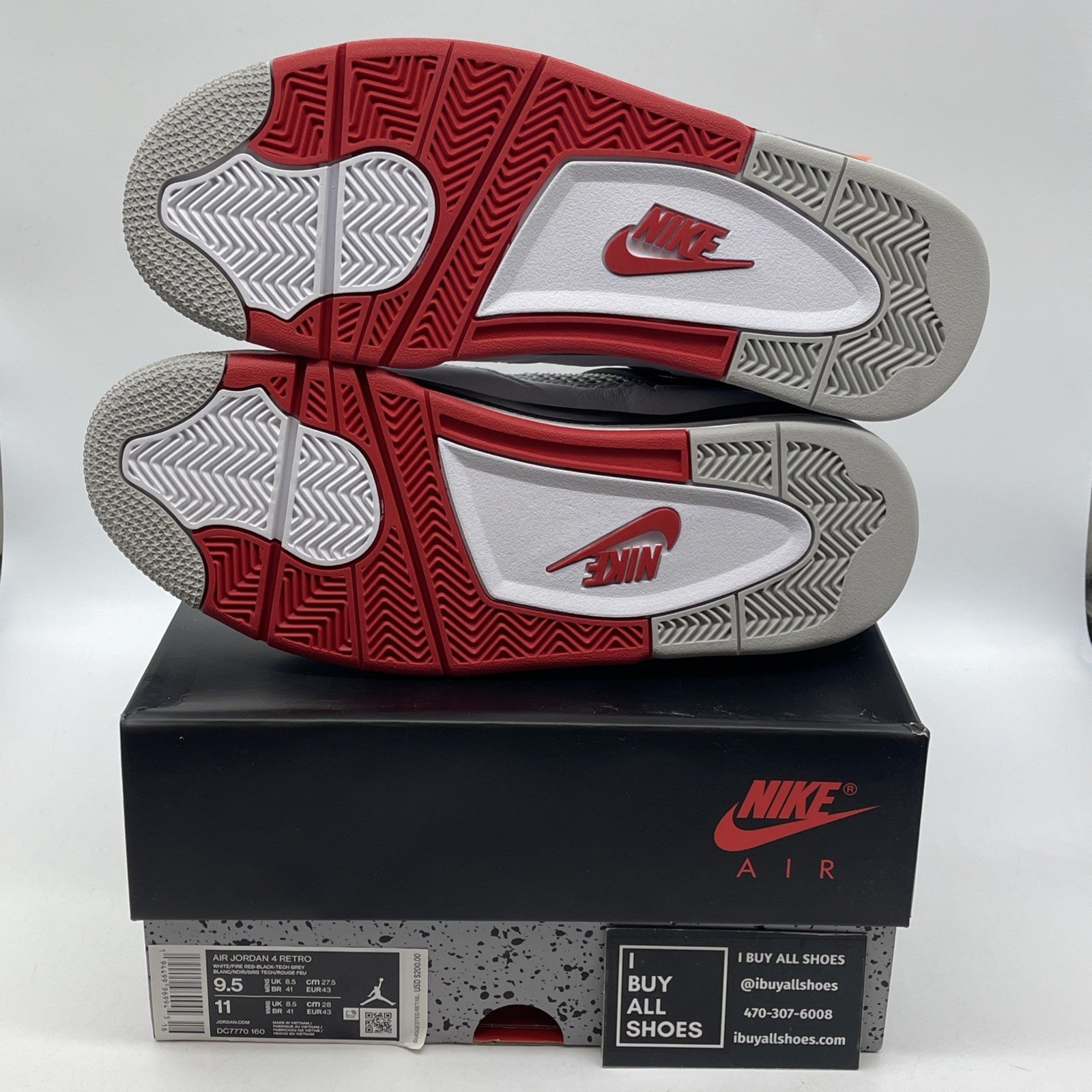 Size 9.5 - Jordan 4 Retro OG Mid Fire Red White Black Leather (DC7770-160)