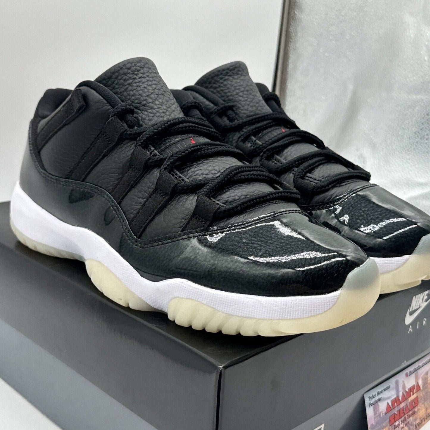 Size 8 - Jordan 11 Retro Low 72-10 Premium Tumbled Leather Black Icy Sole OG All