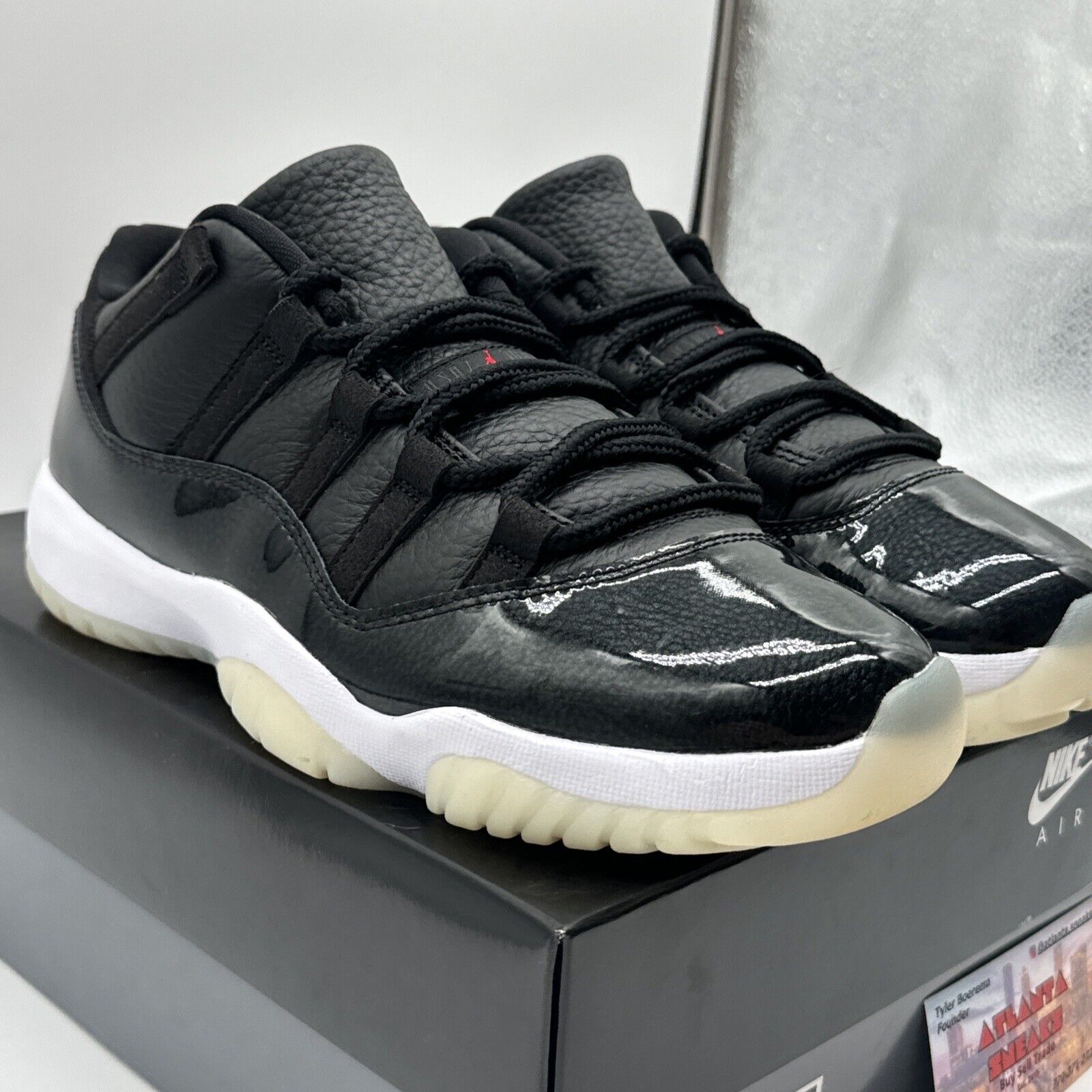 Size 8 - Jordan 11 Retro Low 72-10 Premium Tumbled Leather Black Icy Sole OG All