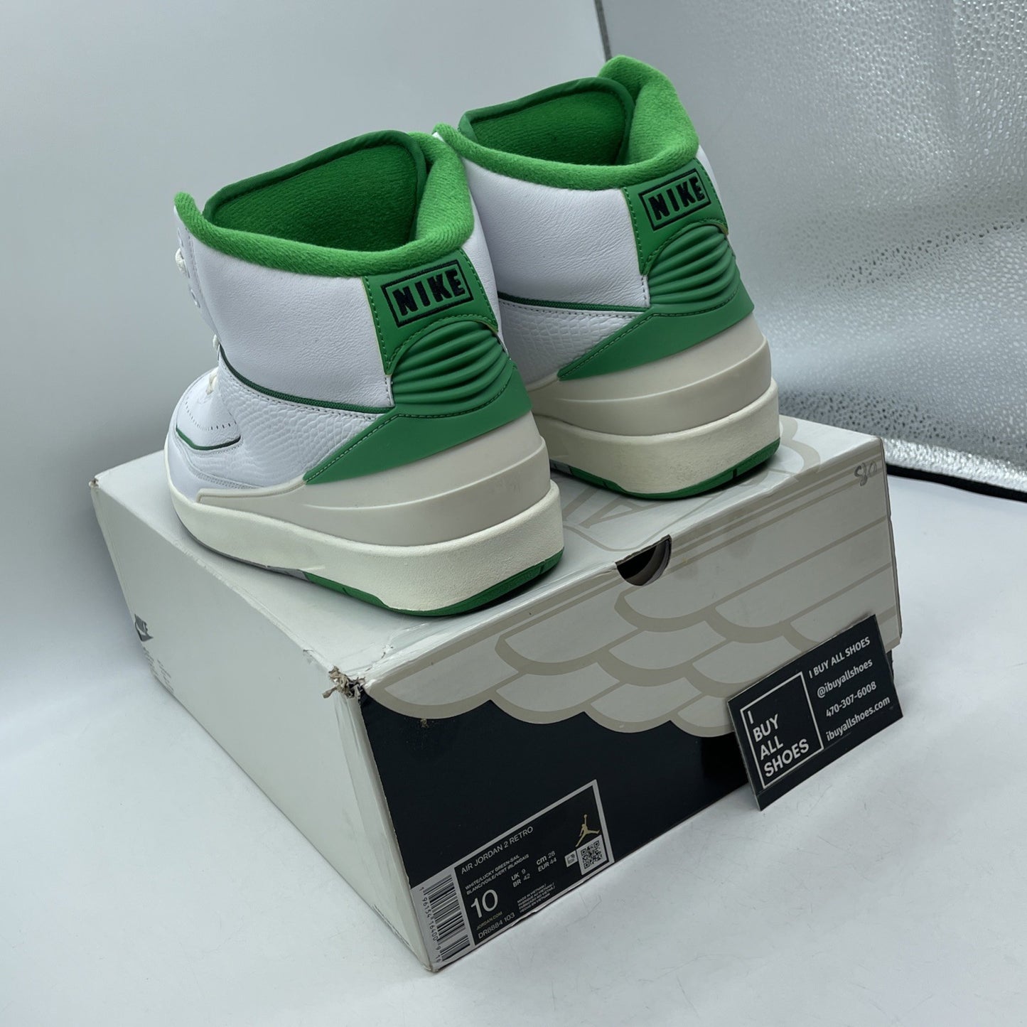 Size 10 - Jordan 2 Retro Lucky Green White Leather (DR8884-103)