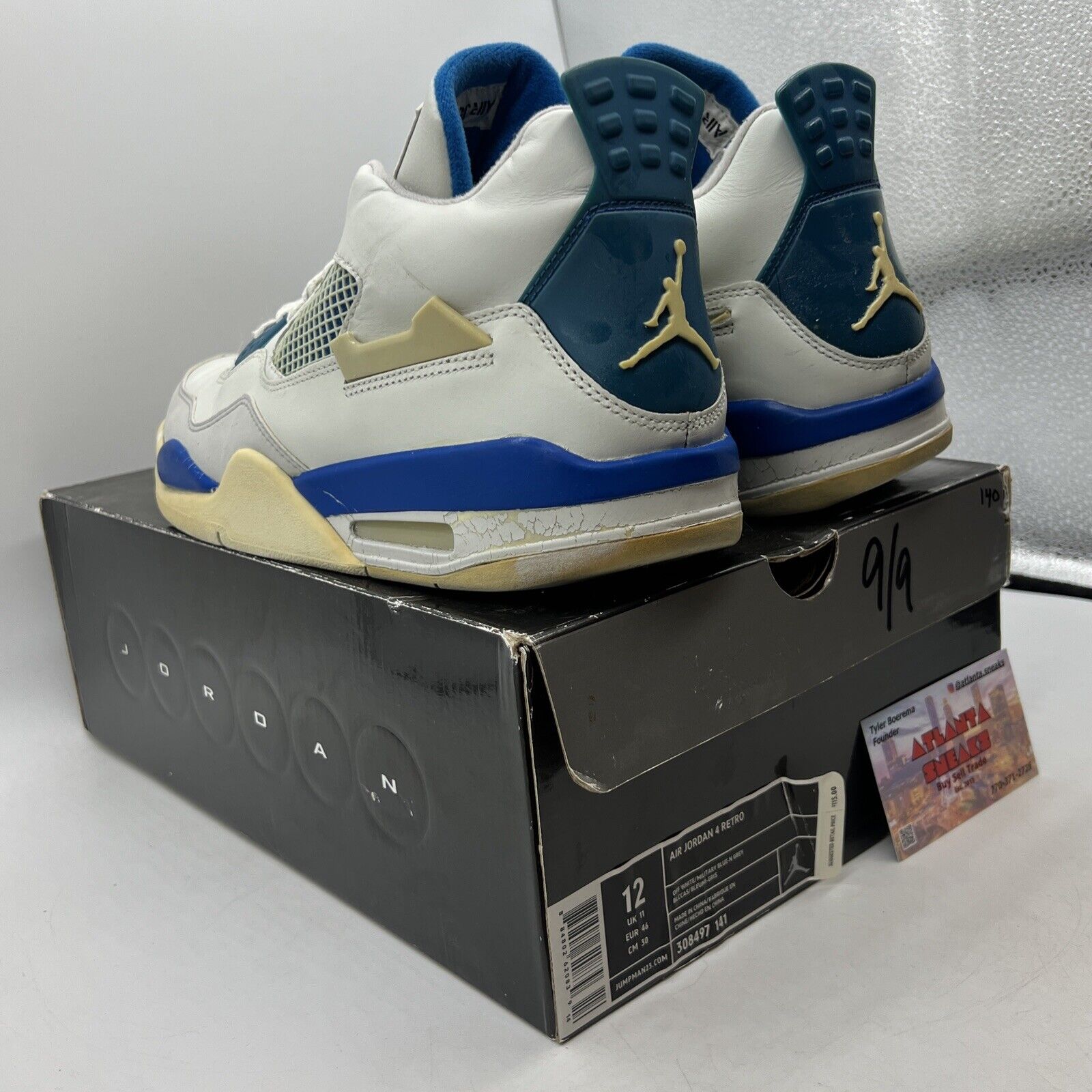Size 12 - Air Jordan 4 Retro 2006 Military Blue White Leather (308497-141)