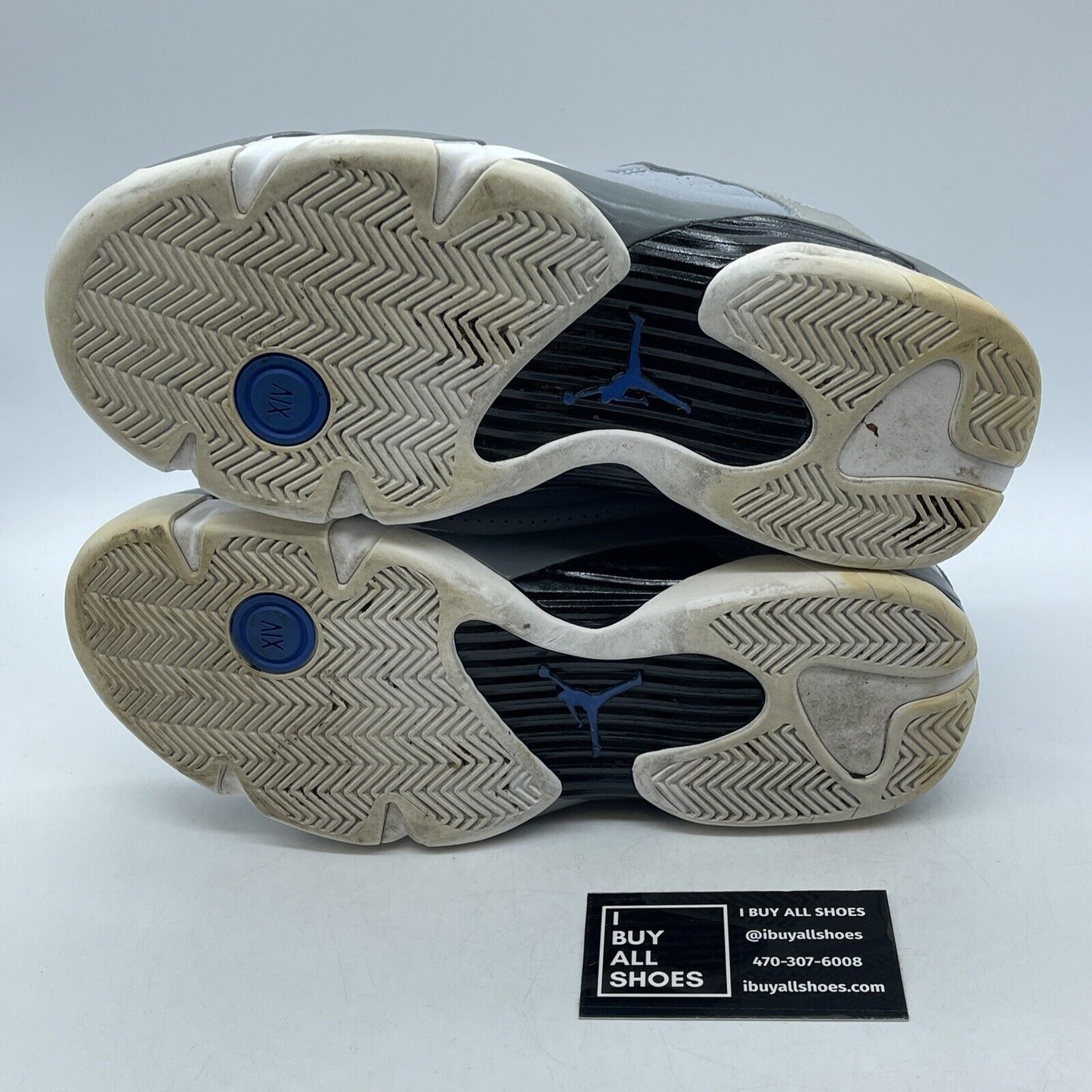 Size 9 - Air Jordan 14 Retro Wolf Grey White Blue Suede Leather (487471-004)