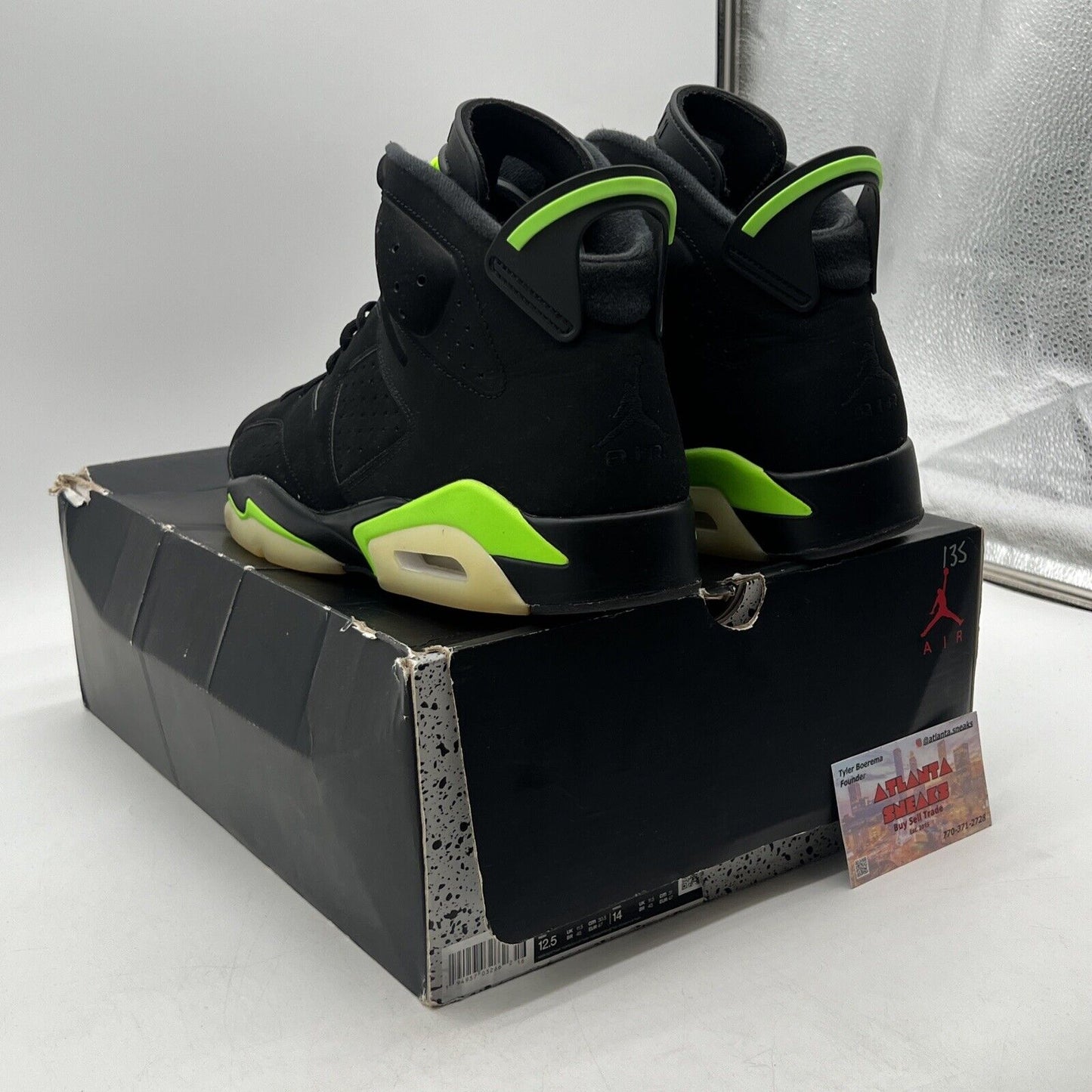 Size 12.5 - Jordan 6 Retro Electric Green 2021 Black Suede (CT8529-003)