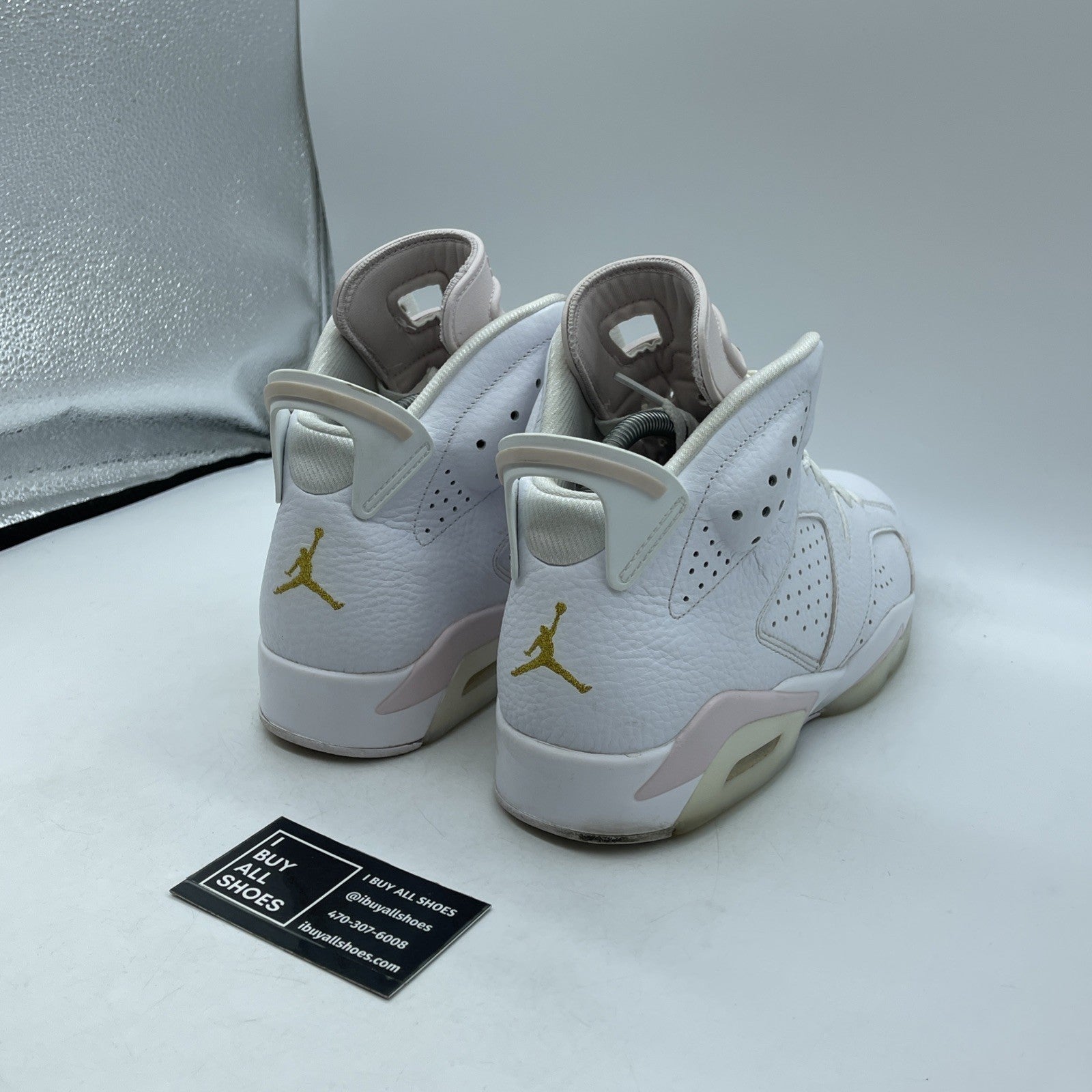 Size 11W - Air Jordan 6 Retro Gold Hoops White Pink Leather (DH9696-100)