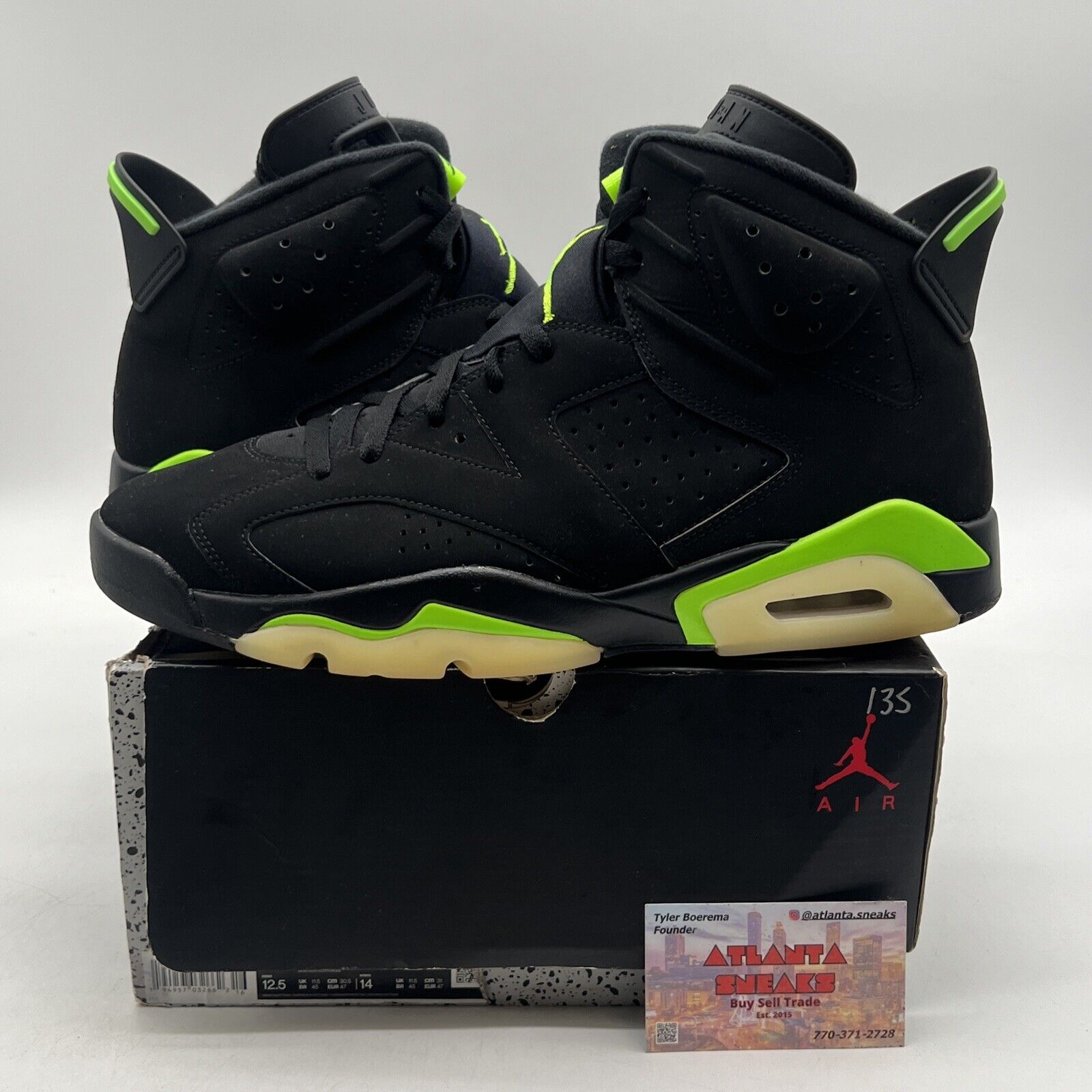 Size 12.5 - Jordan 6 Retro Electric Green 2021 Black Suede (CT8529-003)