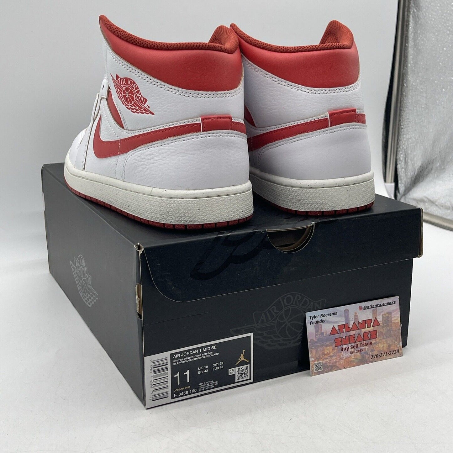 Size 11 - Air Jordan 1 Mid White Dune Red White Red Leather (FJ3458-160)