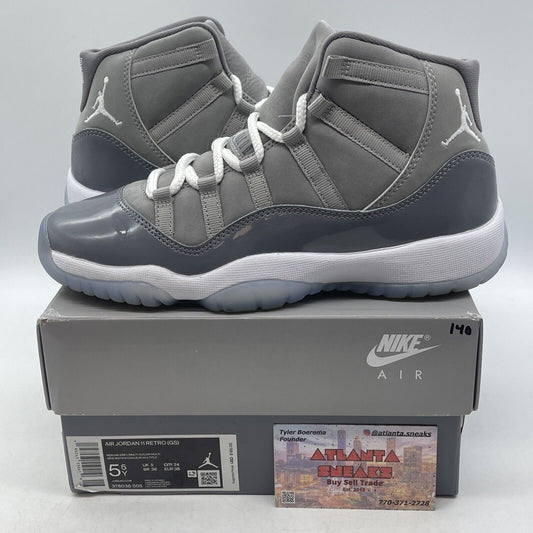 Size 5.5 (GS) - Jordan 11 Retro 2021 Mid Cool Grey Suede Leather (378038-005)