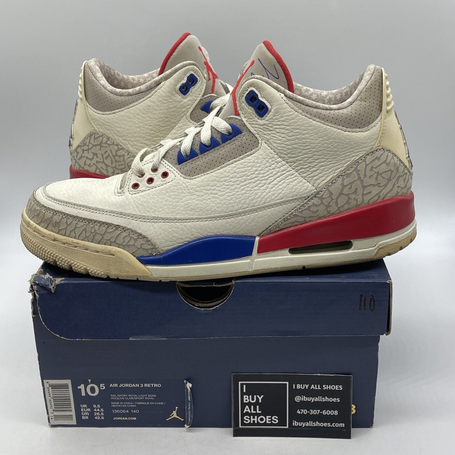 Size 10.5 - Air Jordan 3 Retro International Flight (136064-140)