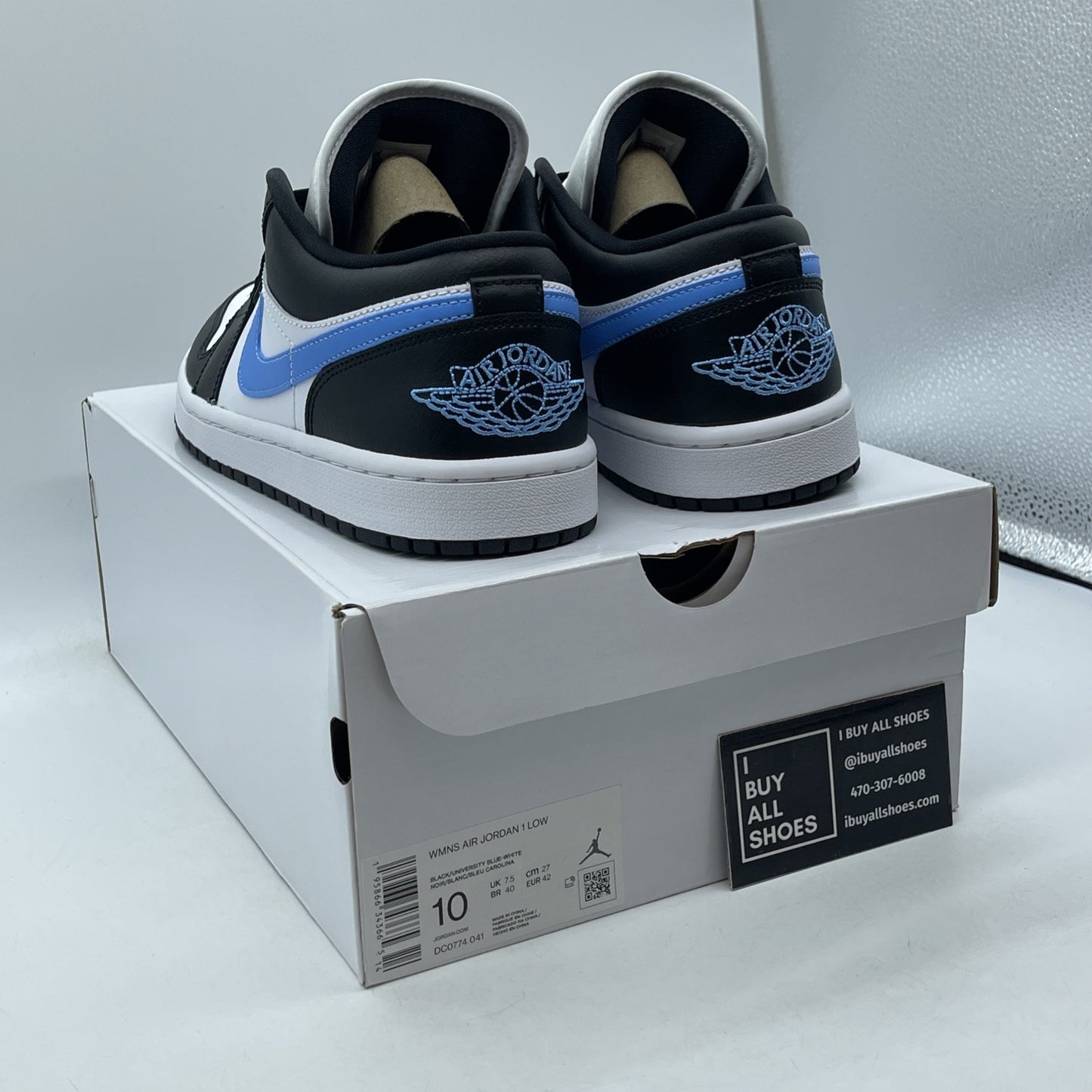 Size 10 - Nike Air Jordan 1 Low Black University Blue White (DC0774-041)