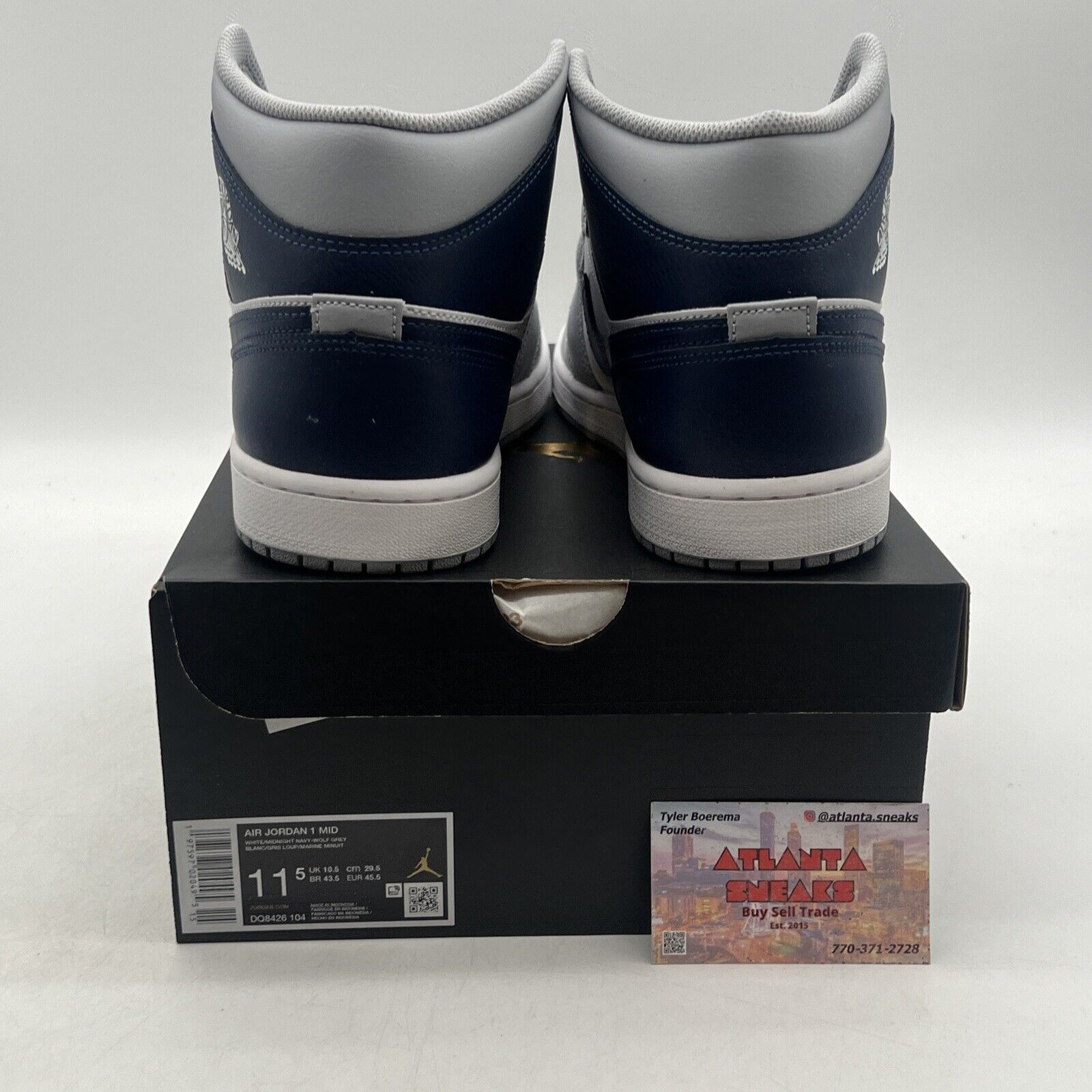 Size 11.5 - Air Jordan 1 Mid Wolf Grey Midnight Navy (DQ8426-104)