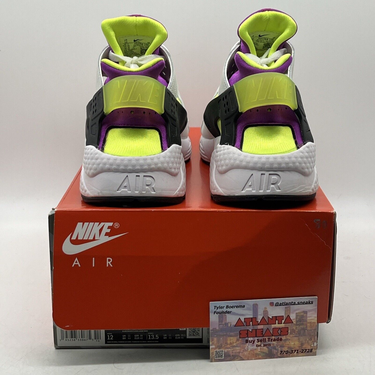 Size 12 - Nike Air Huarache Magenta White Neon Yellow Black Purple (DD1068-104)