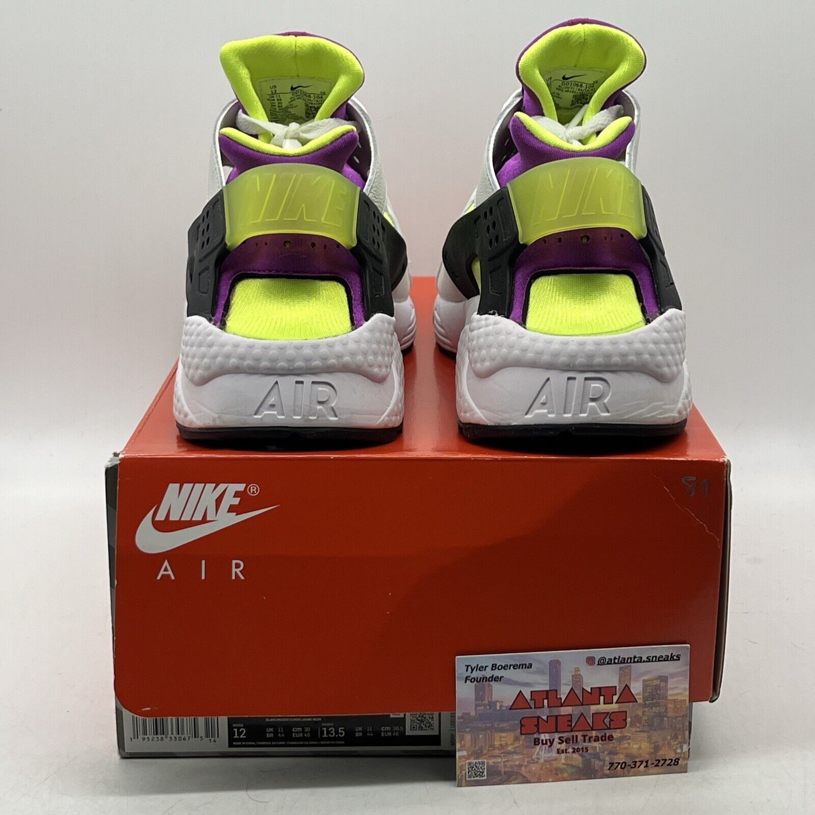 Size 12 - Nike Air Huarache Magenta White Neon Yellow Black Purple (DD1068-104)