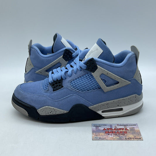 Size 9.5 - Jordan 4 Retro Mid University Blue Suede Grey Black (CT8537-400)