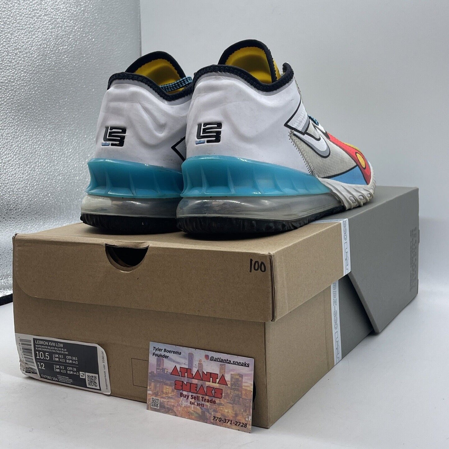 Size 10.5 - Nike LeBron 18 Low Stewie Yellow White Blue Leather (CV7562-104)