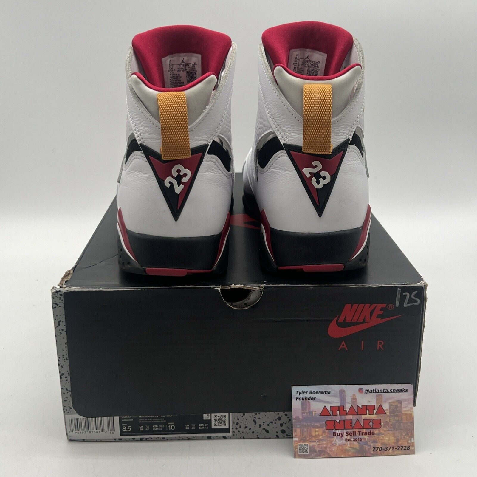 Size 8.5 - Jordan 7 Cardinal 2022 White Red Black Leather (CU9307-106)